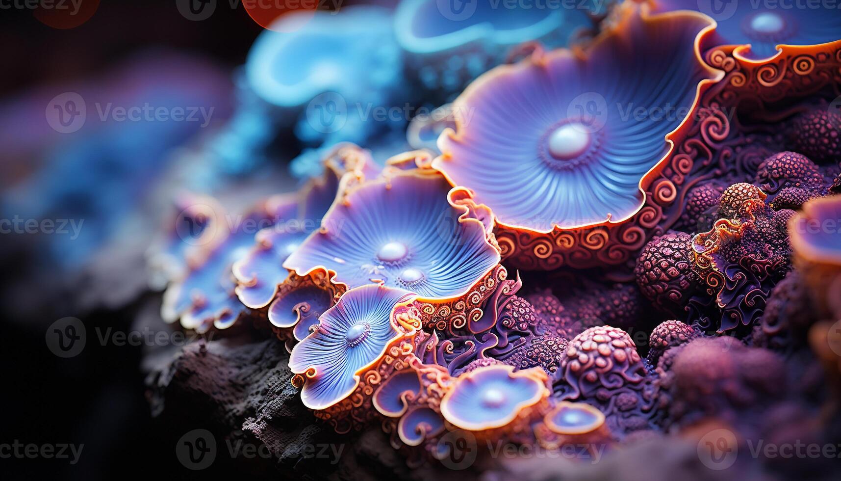 AI generated Close up of multi colored fish in underwater reef generated by AI photo