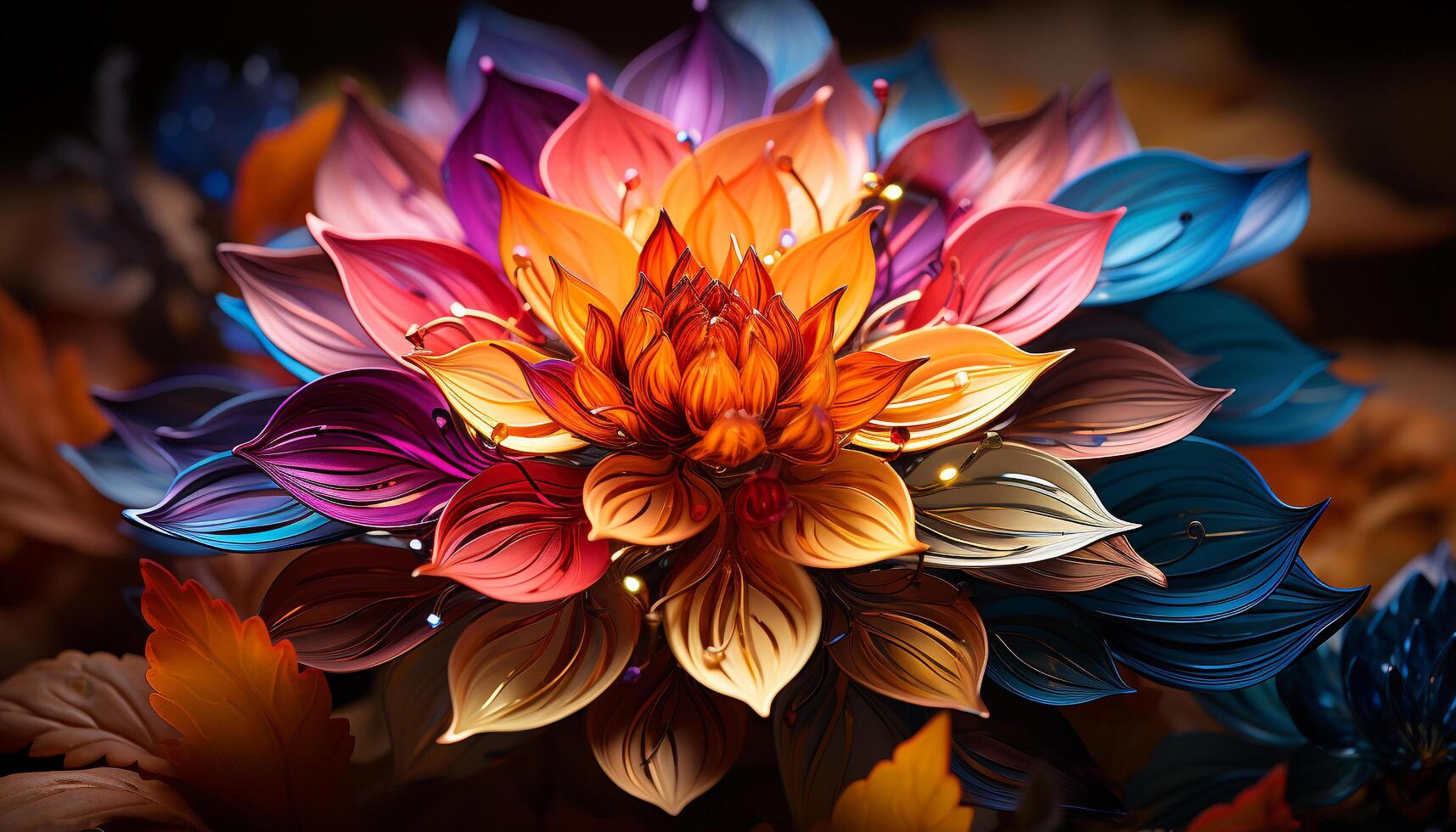 AI generated Multi colored flower petals create a vibrant backdrop generated by AI photo