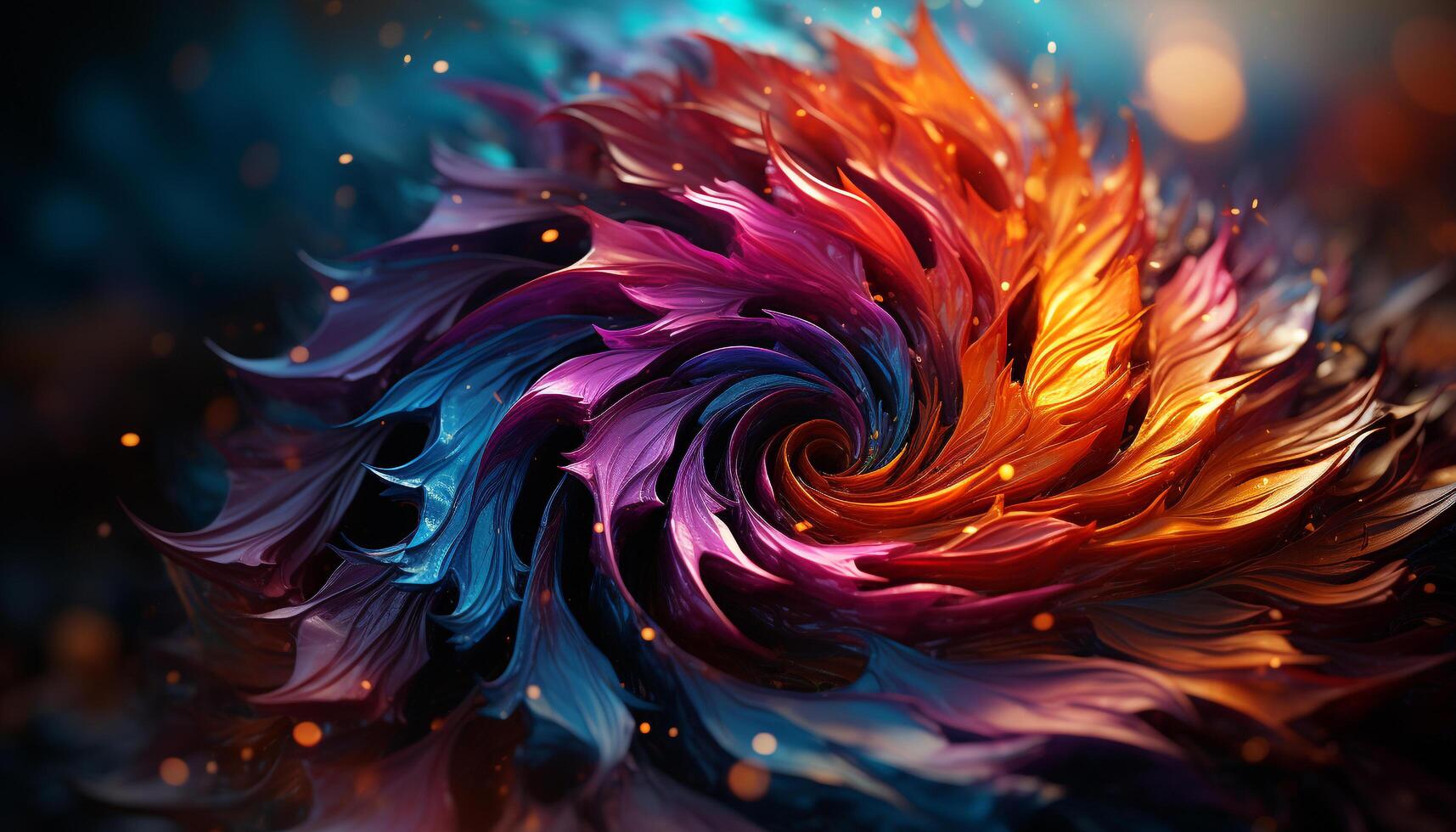 AI generated Abstract multi colored pattern, vibrant colors, futuristic glowing flame generated by AI photo