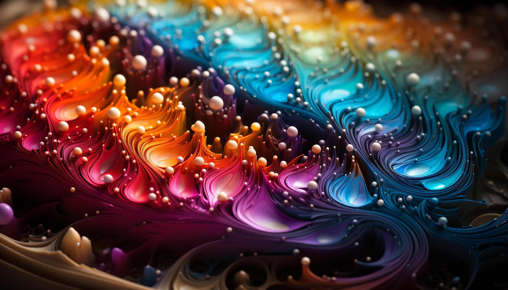 AI generated Abstract multi colored pattern, vibrant liquid paint flowing generated by AI photo