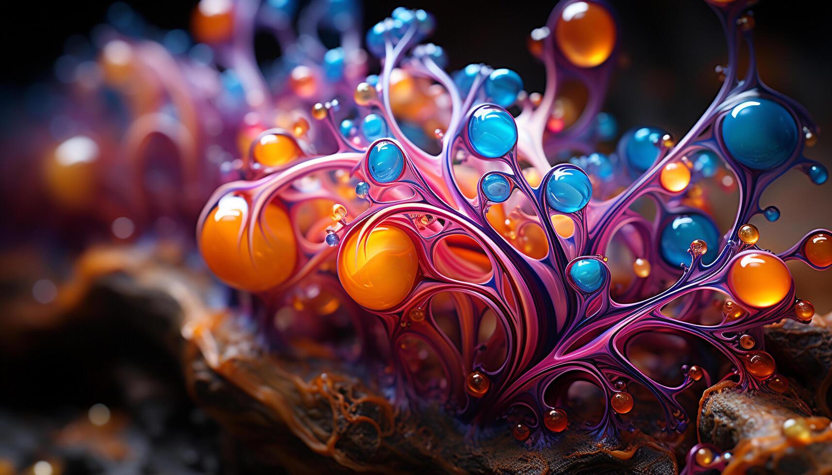 AI generated Vibrant colors in nature create underwater fantasy generated by AI photo