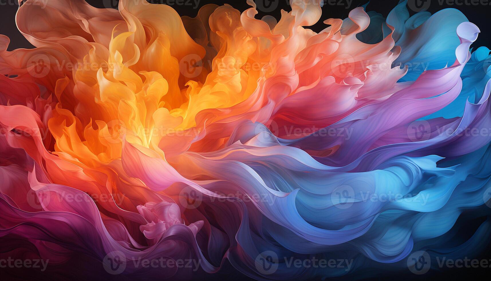 AI generated Abstract colors flowing in a vibrant painted image generated by AI photo