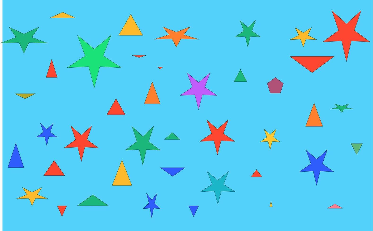 a colorful pattern of stars and triangles on a blue background vector
