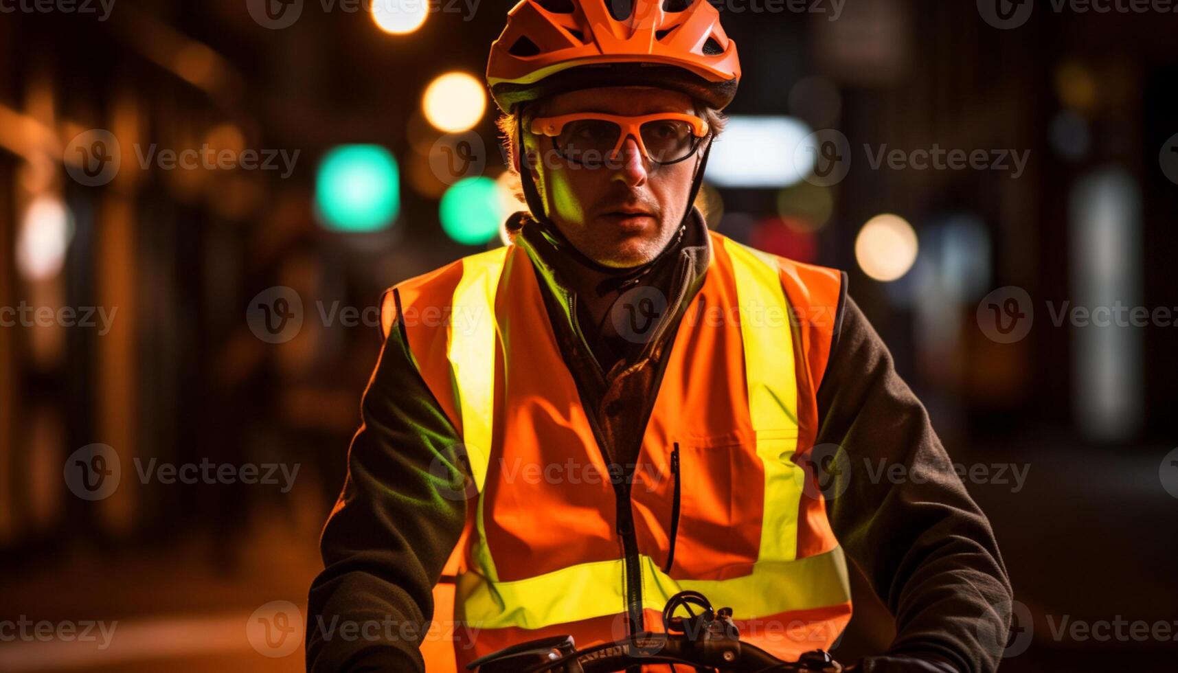 AI generated A confident young adult engineer working outdoors in the city generated by AI photo