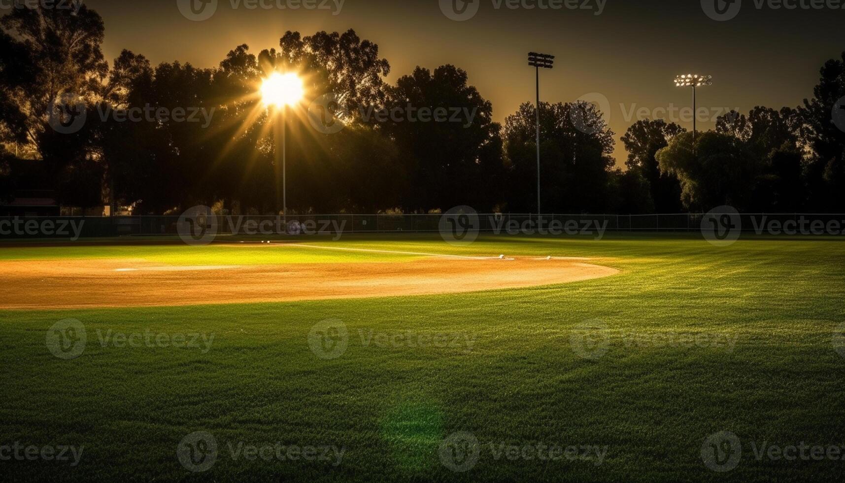 ai generado jugando golf en un verde prado a oscuridad generado por ai foto