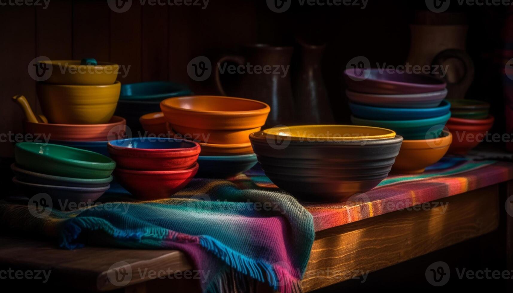 AI generated A colorful pottery bowl, a craft of indigenous cultures generated by AI photo