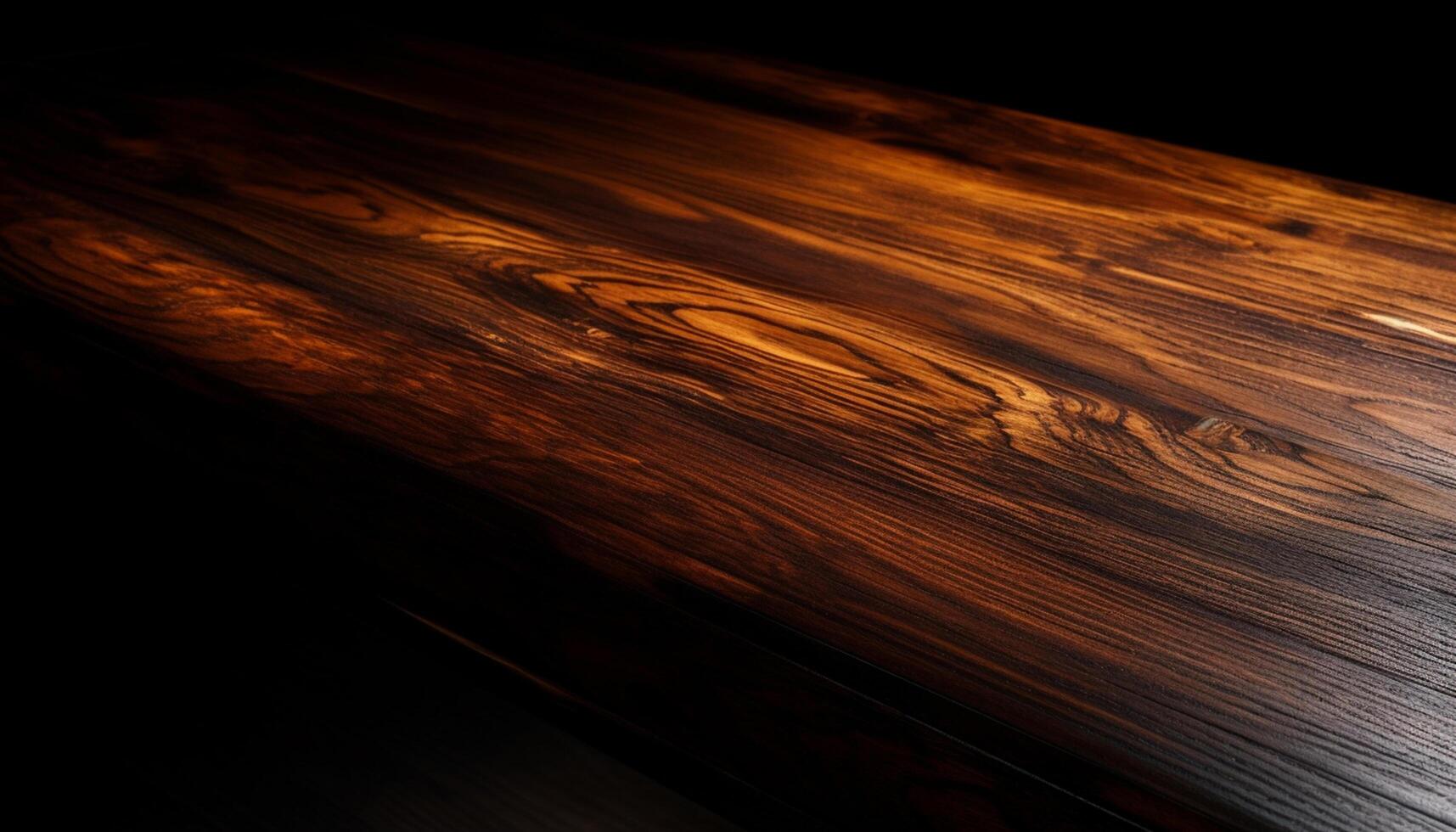 AI generated Wooden plank flooring creates an abstract pattern on the dark backdrop generated by AI photo