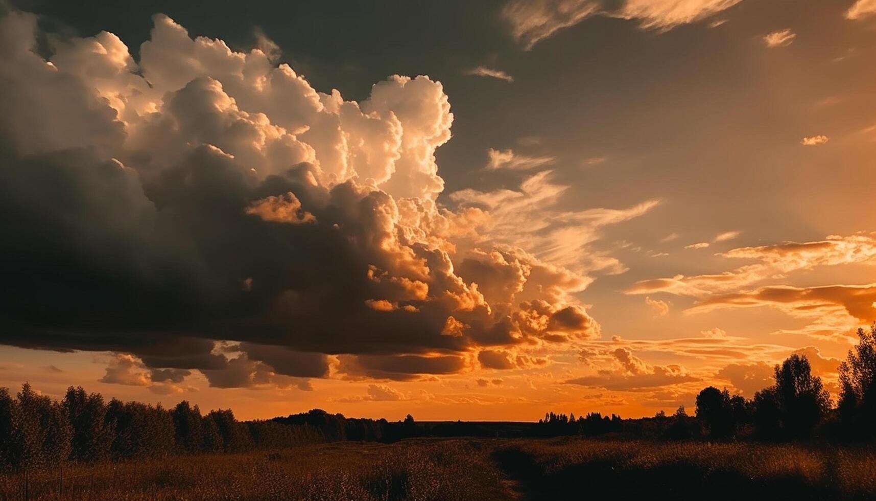 ai generado vibrante puesta de sol pinturas el cielo con brillante naranja y amarillo generado por ai foto