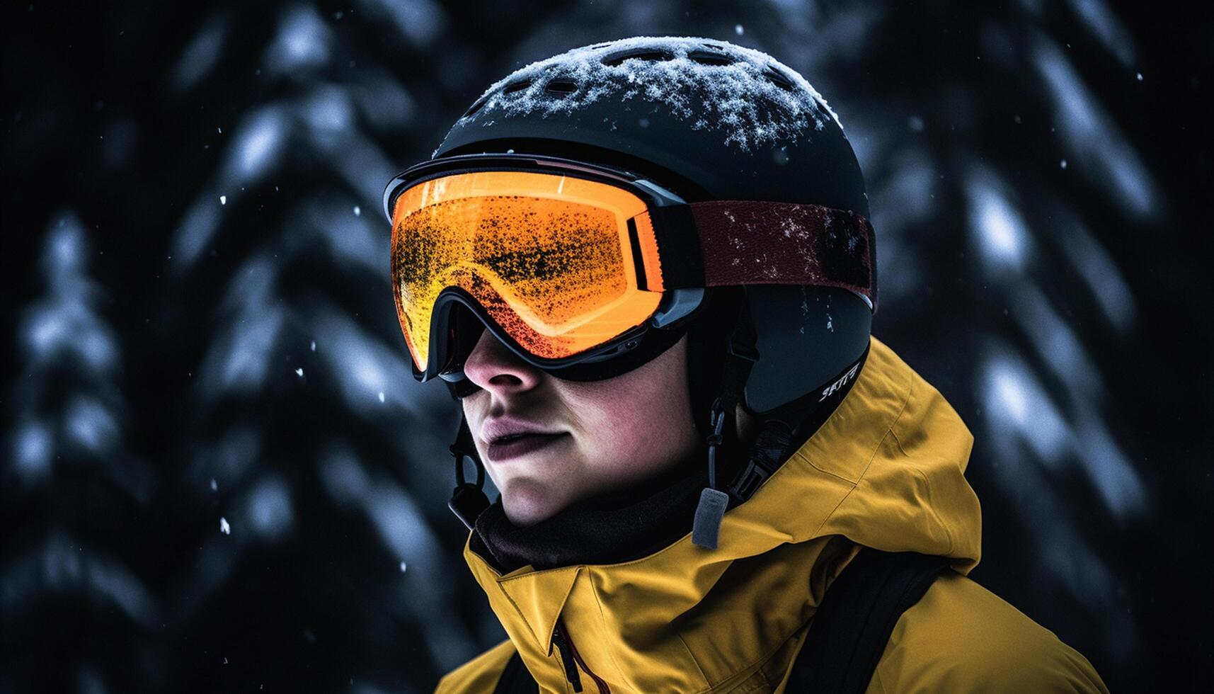 AI generated A young adult enjoys winter outdoors, skiing in the snow generated by AI photo