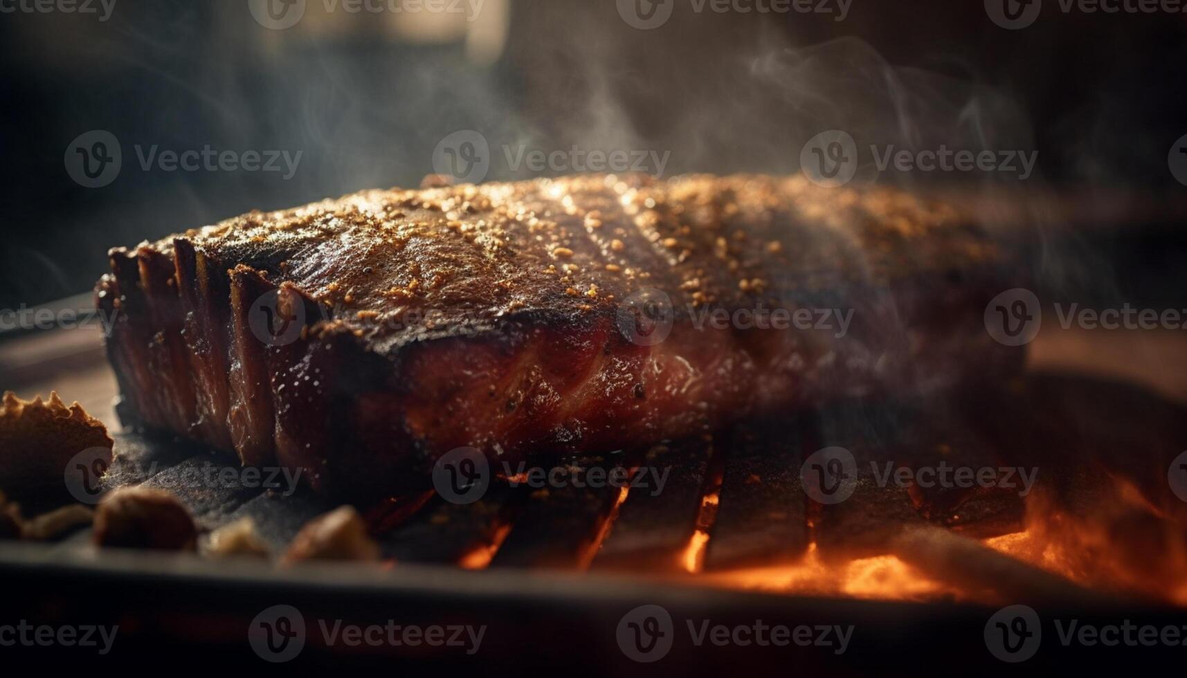 AI generated Grilled pork steak, smoky and delicious, perfect for outdoor picnics generated by AI photo