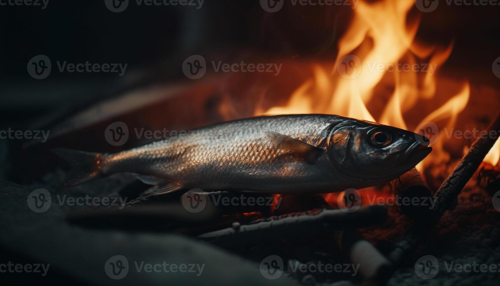 AI generated Grilled fish on a barbecue, a delicious and healthy meal generated by AI photo