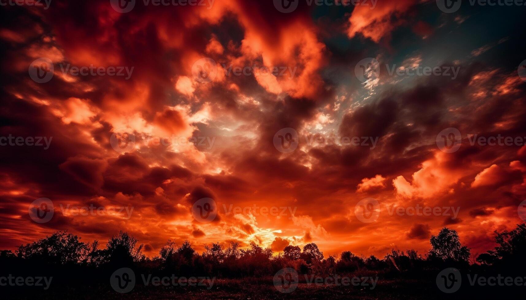 AI generated Sunset sky, nature beauty in vibrant colors, tranquil scene outdoors generated by AI photo