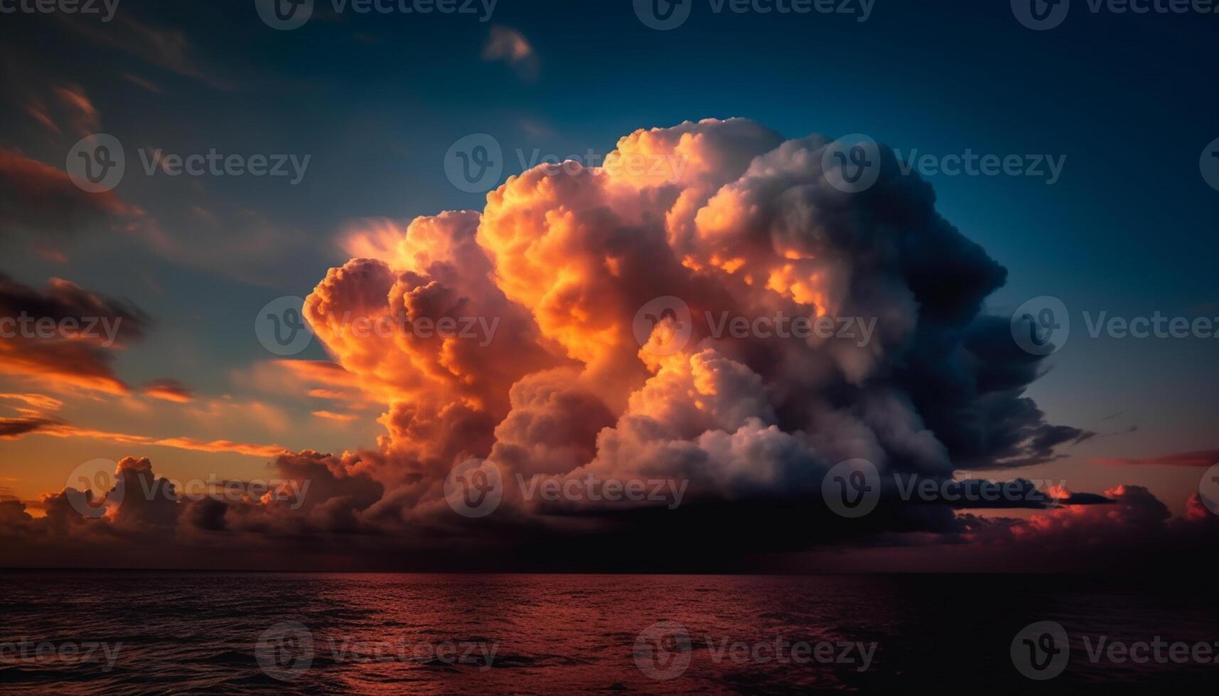 AI generated Sunset sky, nature beauty in a tranquil, vibrant, multi colored landscape generated by AI photo