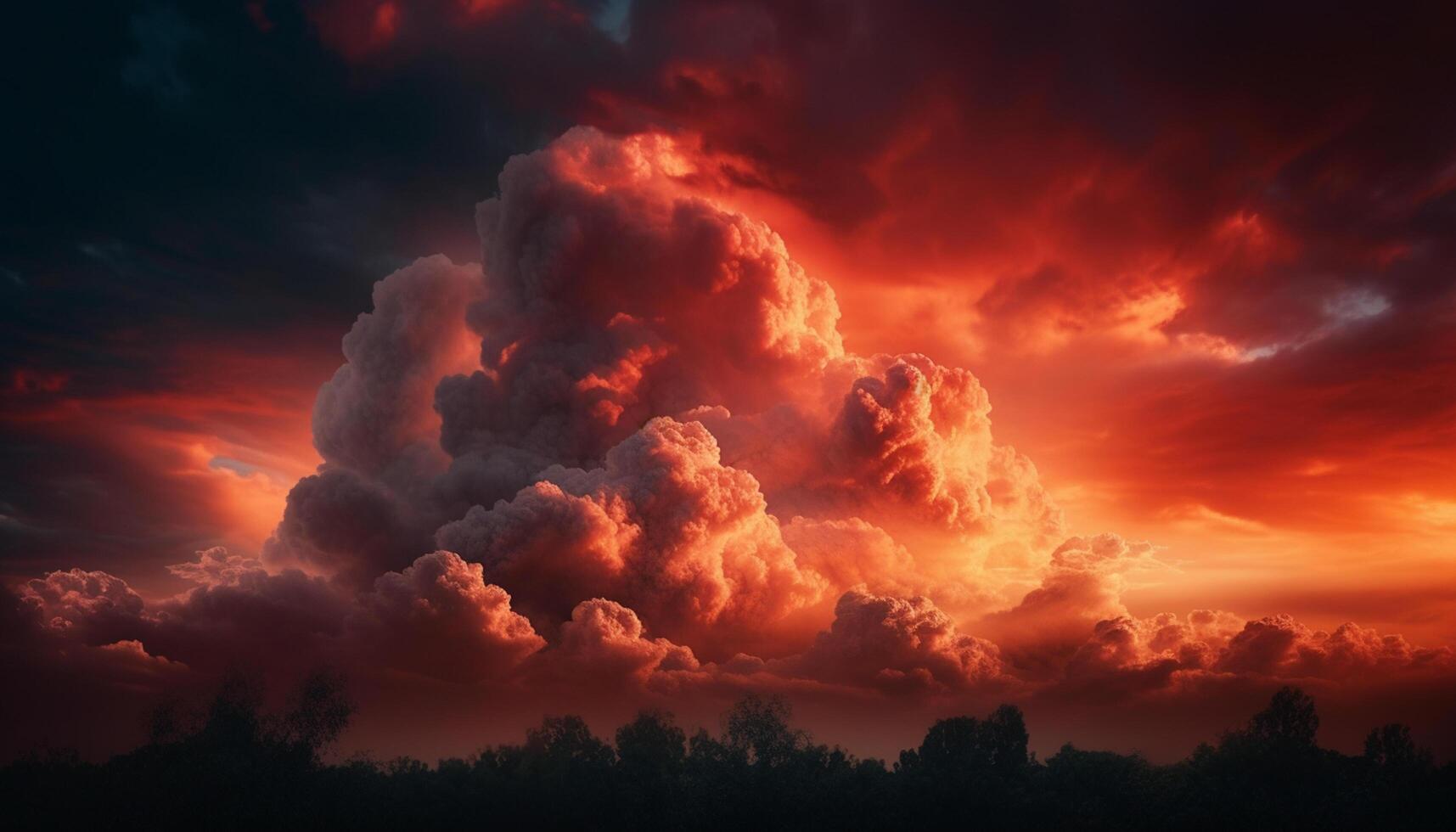 AI generated Vibrant sunset sky, nature beauty in a tranquil rural scene generated by AI photo