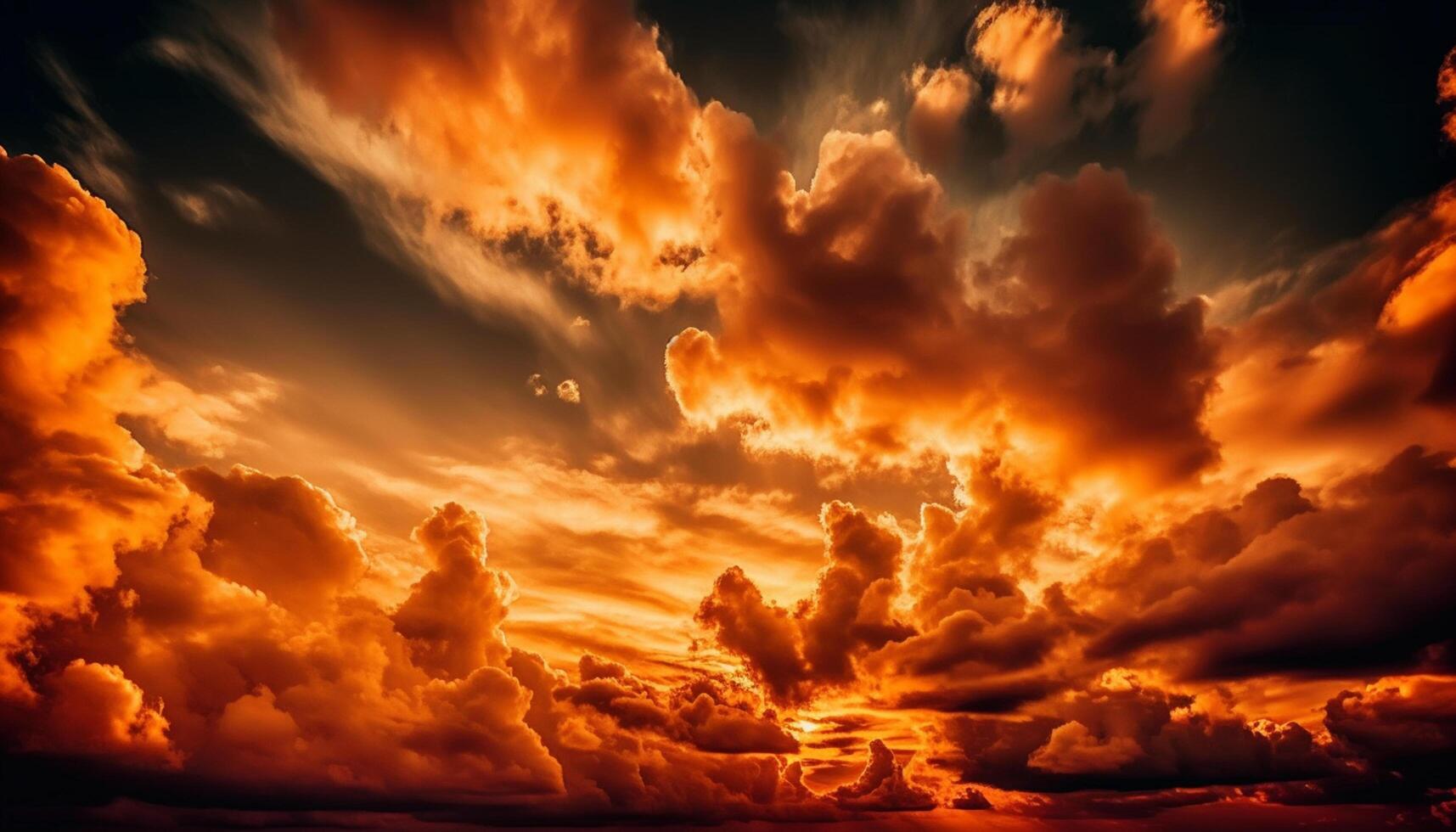 ai generado vibrante puesta de sol cielo, naturaleza belleza en tranquilo, idílico paisaje generado por ai foto