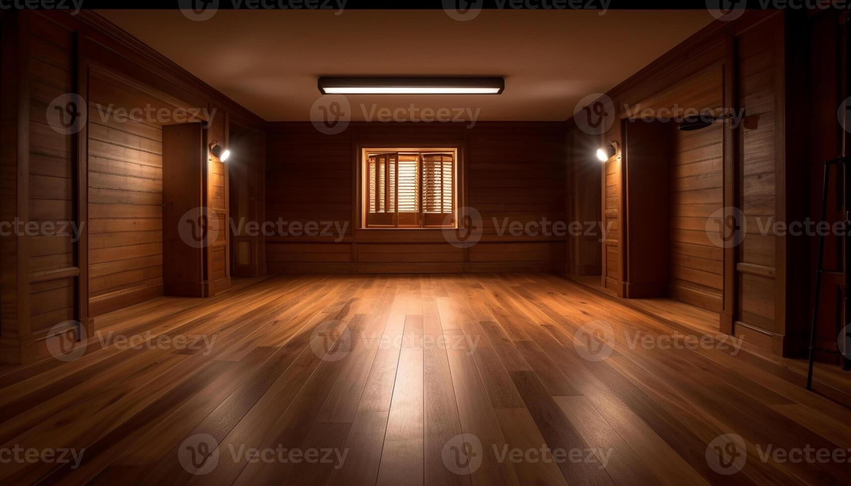 AI generated Modern apartment with clean, bright parquet flooring and elegant design generated by AI photo