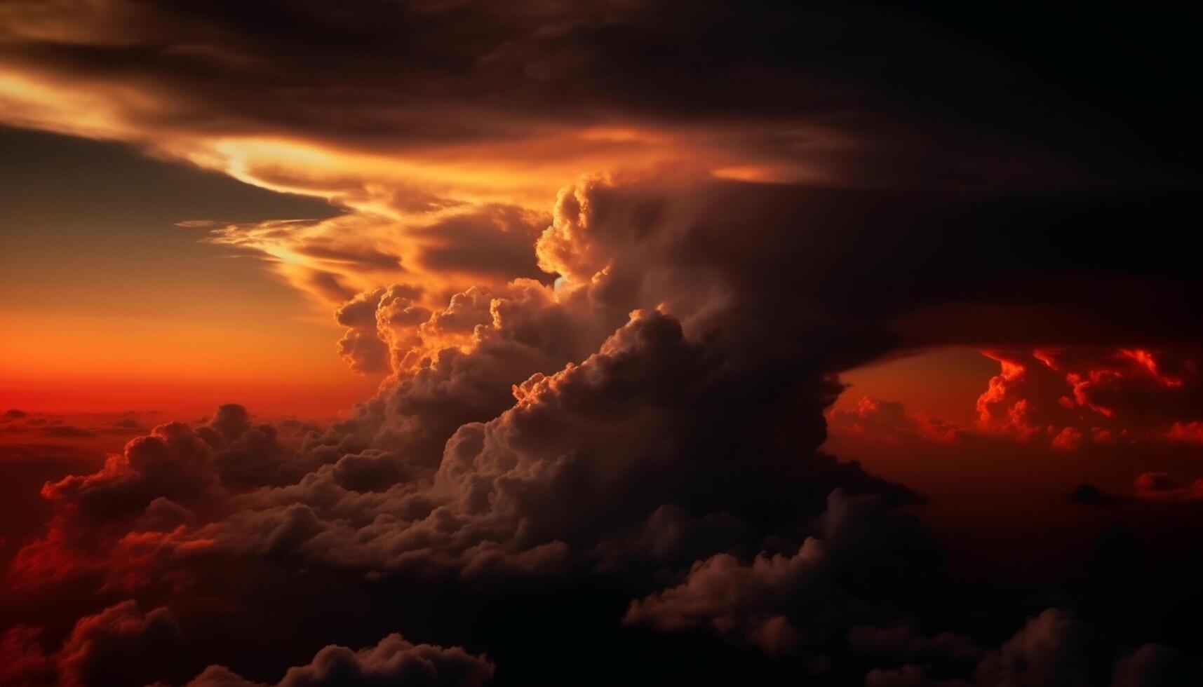 AI generated Fluffy clouds paint the sky with vibrant colors at dusk generated by AI photo