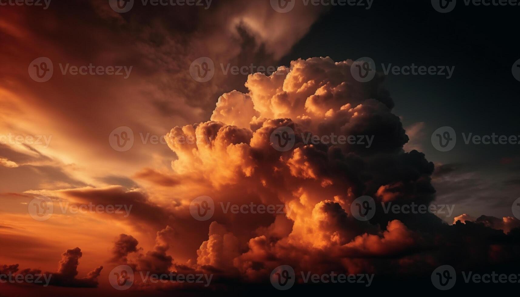 AI generated Dramatic sky, sunset, nature beauty in vibrant color generated by AI photo