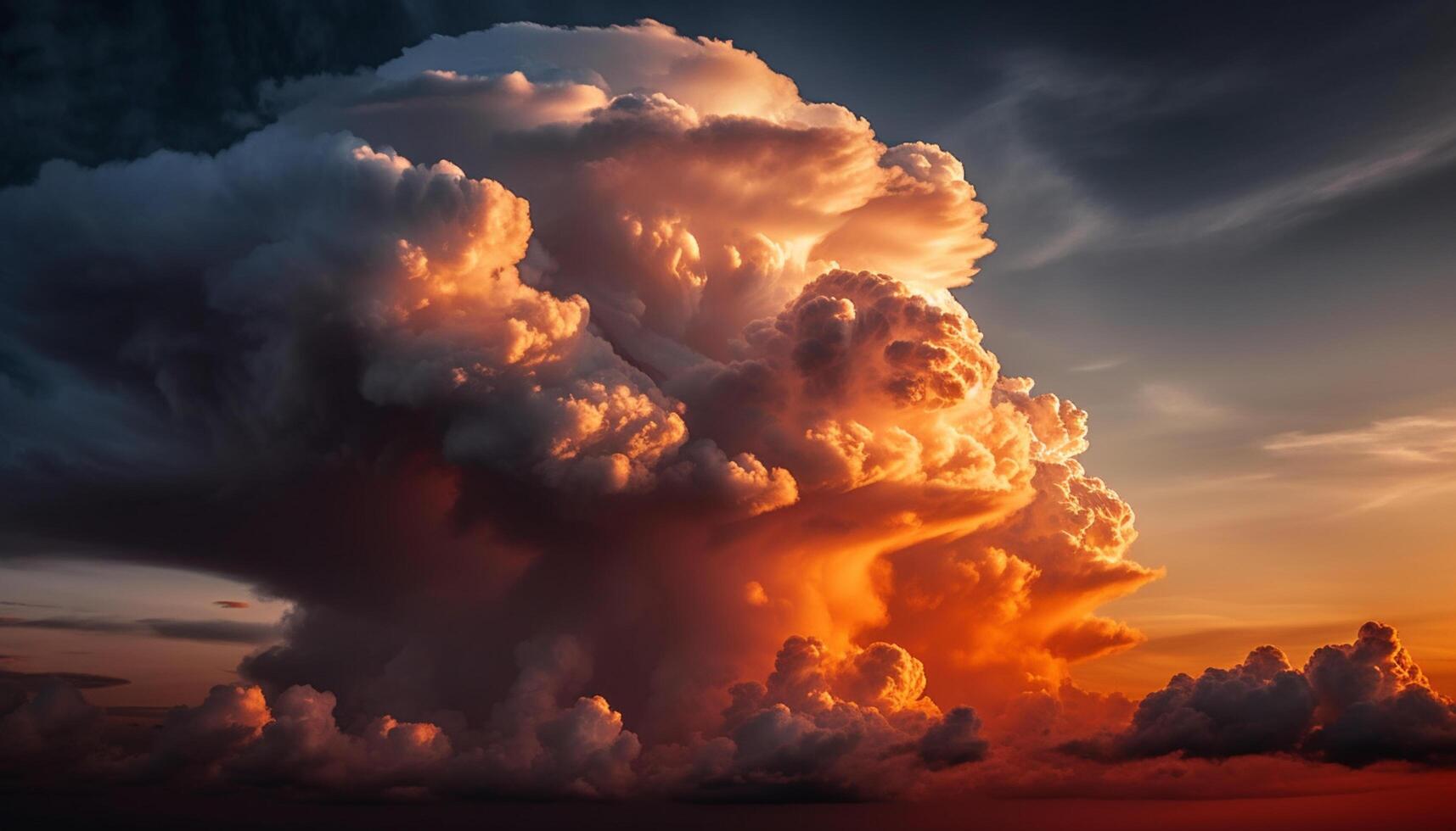 ai generado mullido nubes pintar el cielo con vibrante colores a puesta de sol generado por ai foto