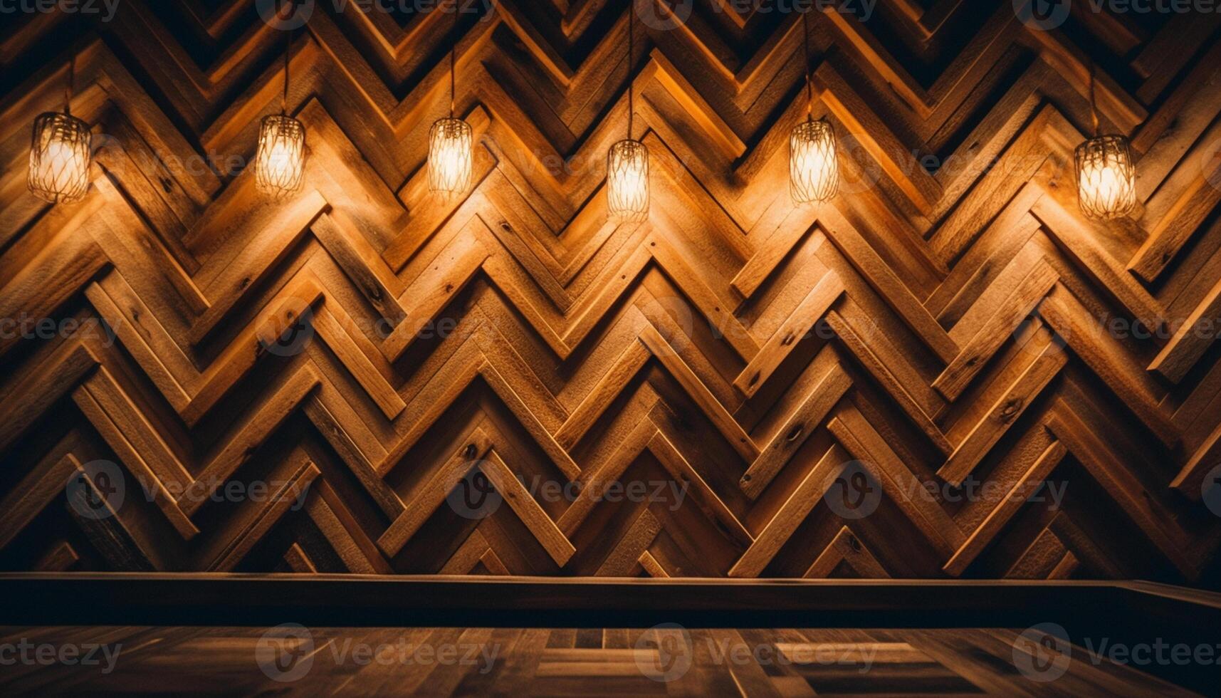 AI generated Wooden planks in a row, illuminated, creating a rustic backdrop generated by AI photo