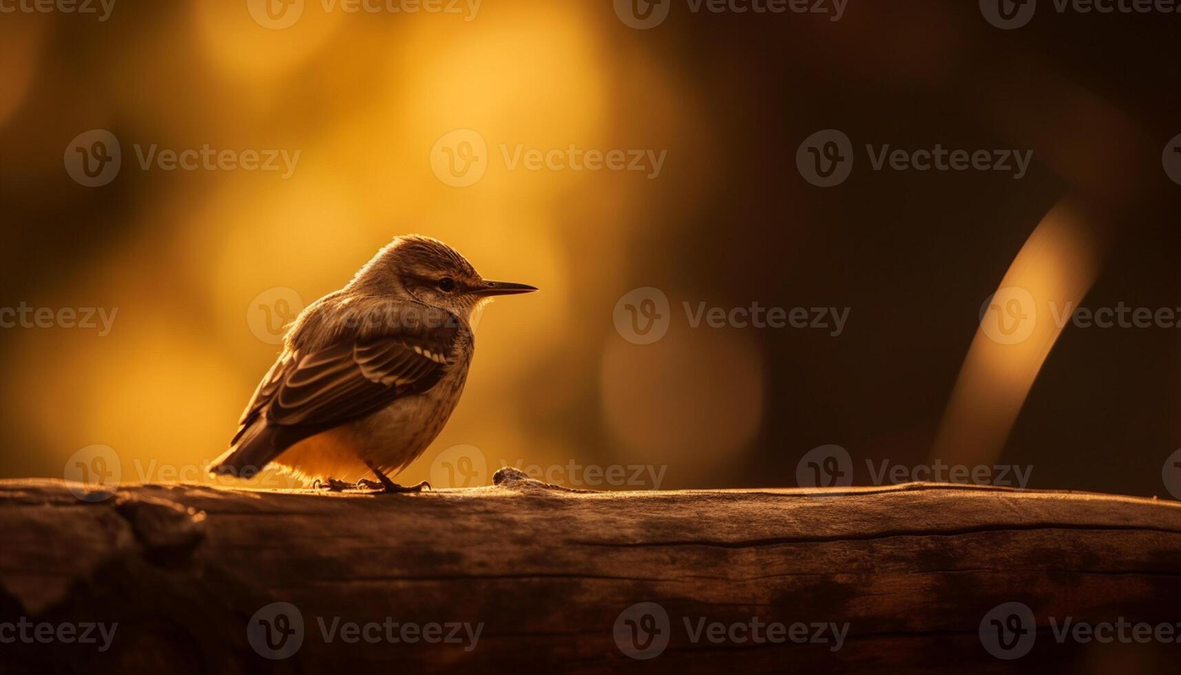 AI generated A small sparrow perching on a branch, singing in the sunlight generated by AI photo