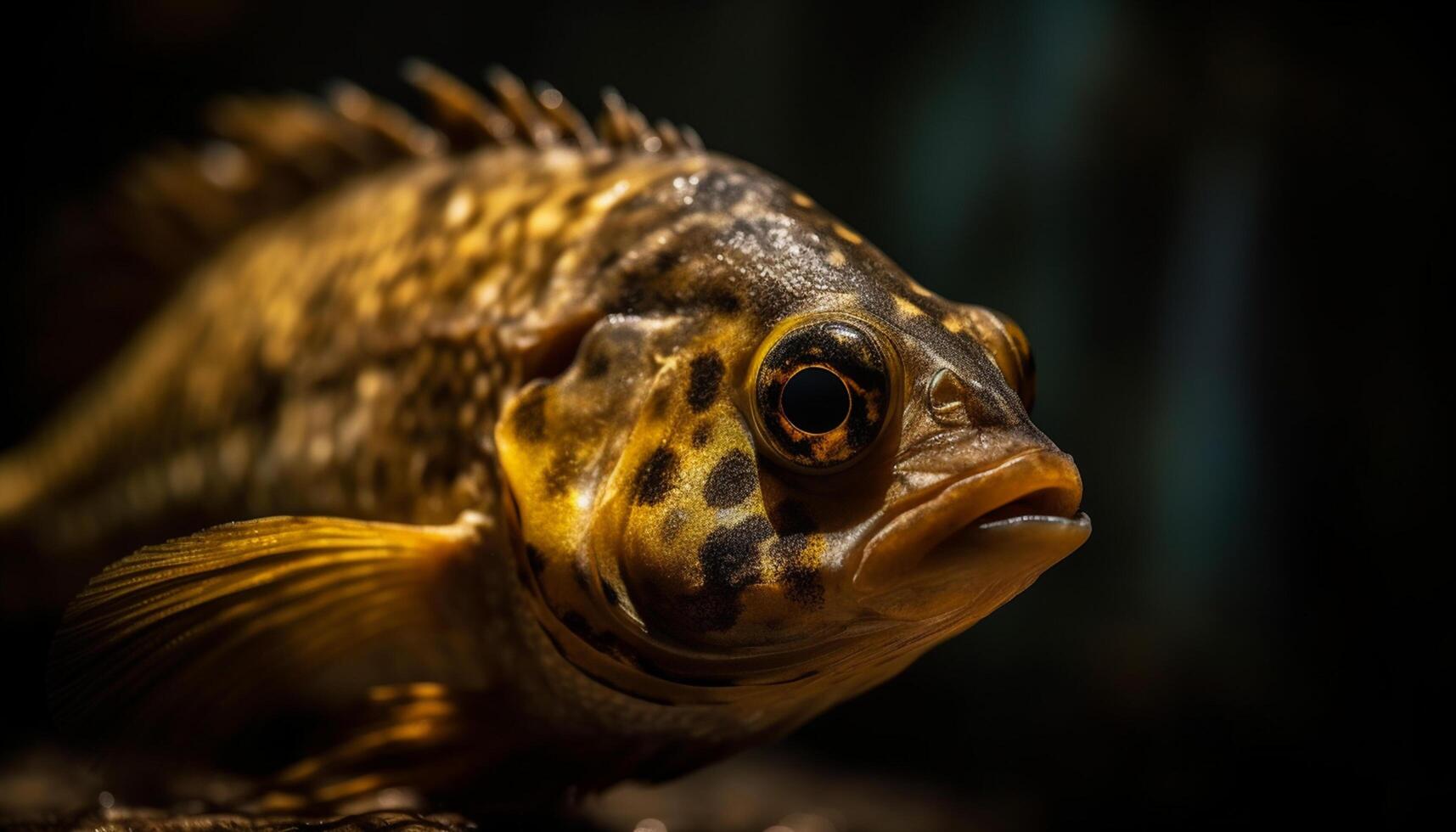 AI generated A cute turtle underwater, looking at the camera with its eye generated by AI photo
