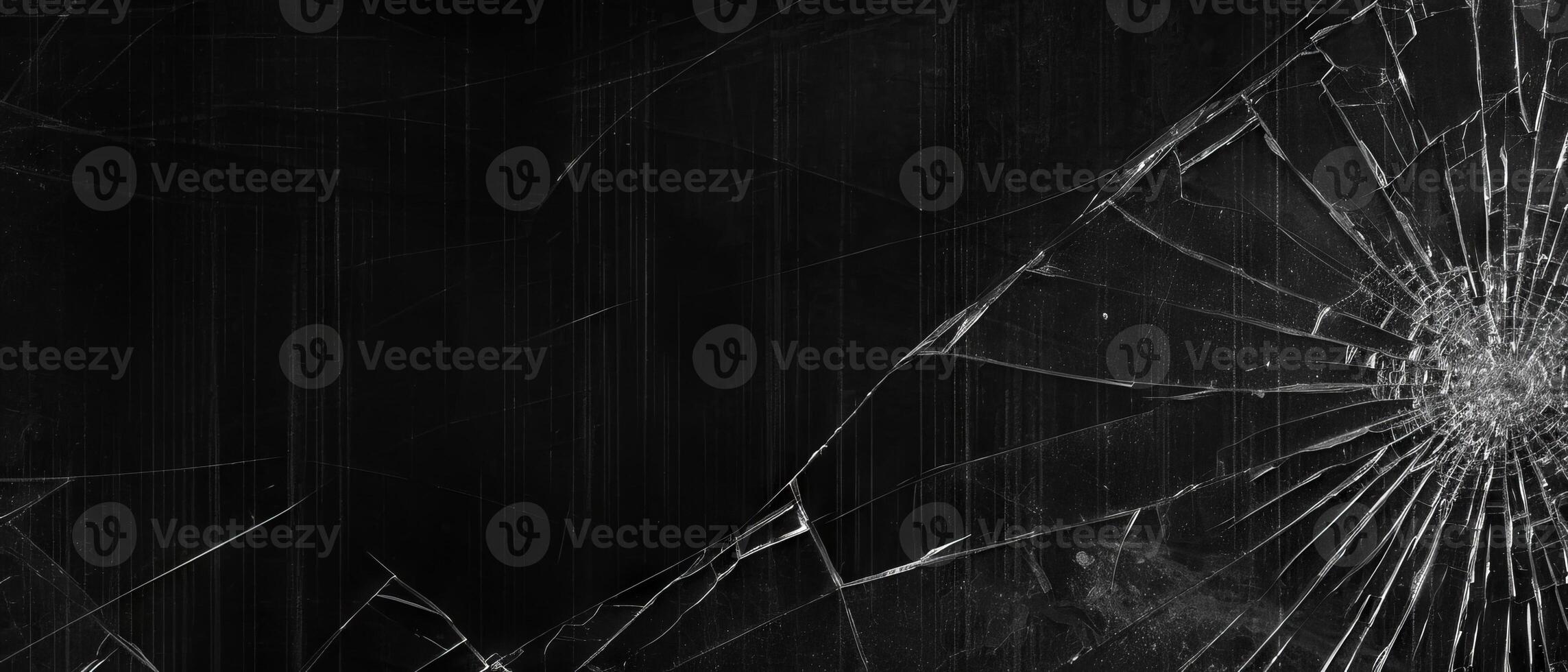 AI generated A stark black background with a detailed shattered glass pattern photo