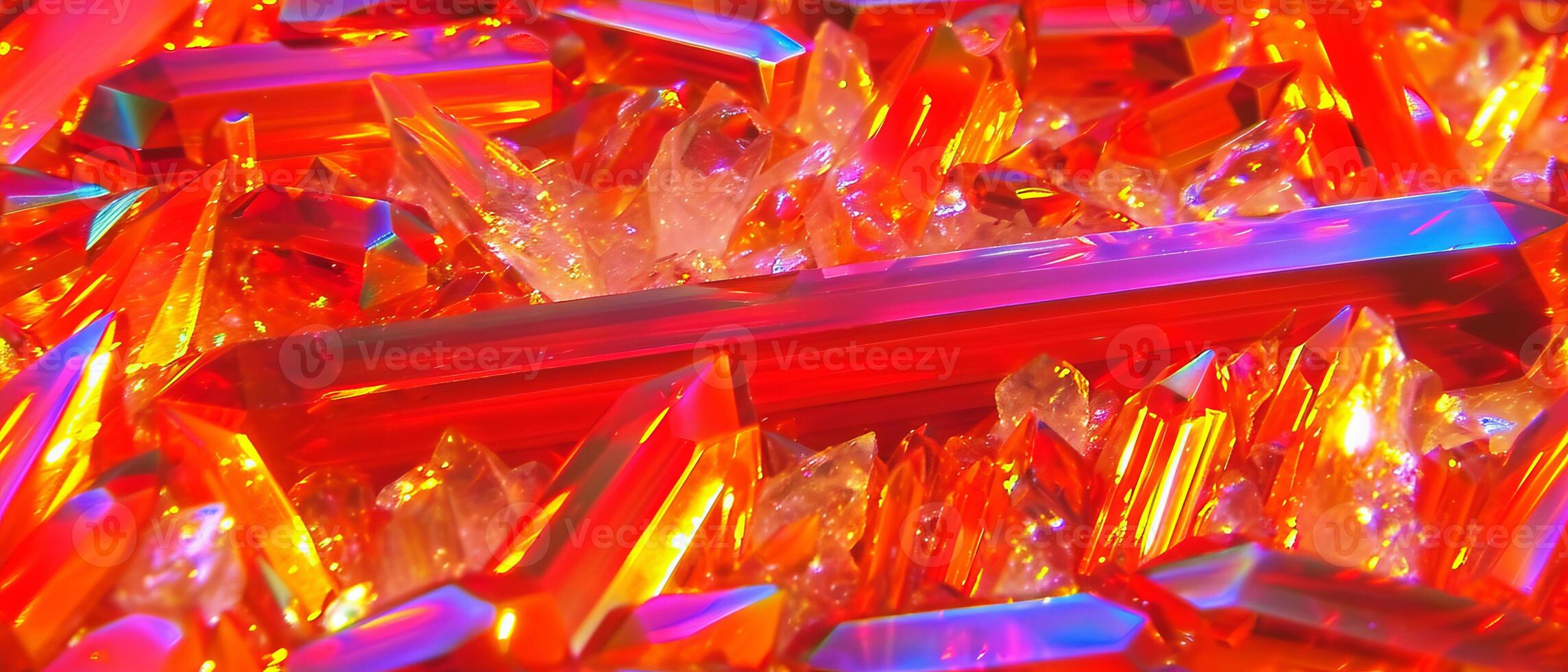 AI generated Vivid orange and red crystal formations resembling flames photo