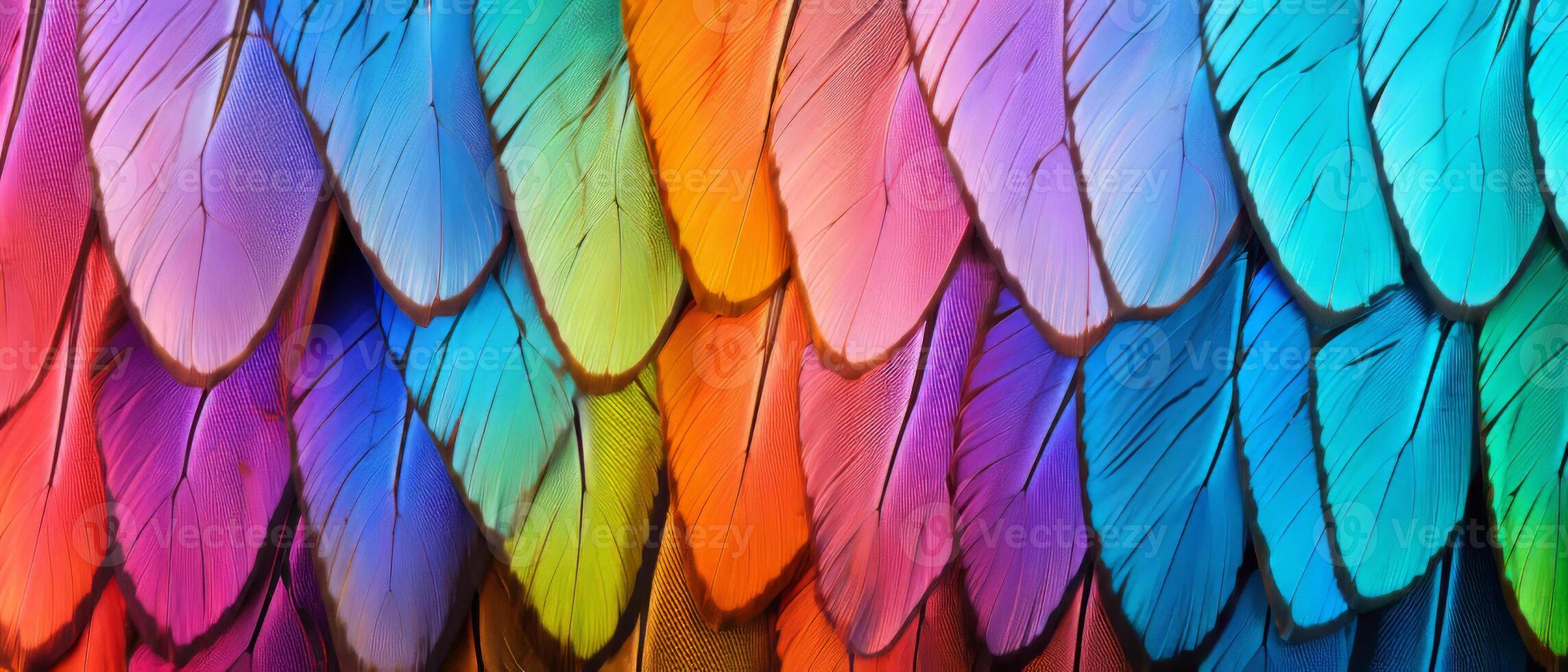 AI generated Close-up of vibrant rainbow-colored butterfly wings photo