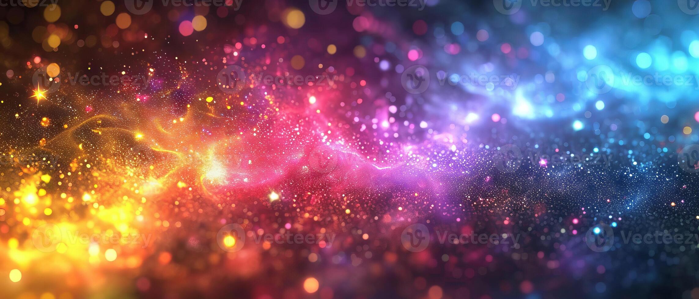 AI generated Vibrant display of colorful lights against a dark black backdrop photo
