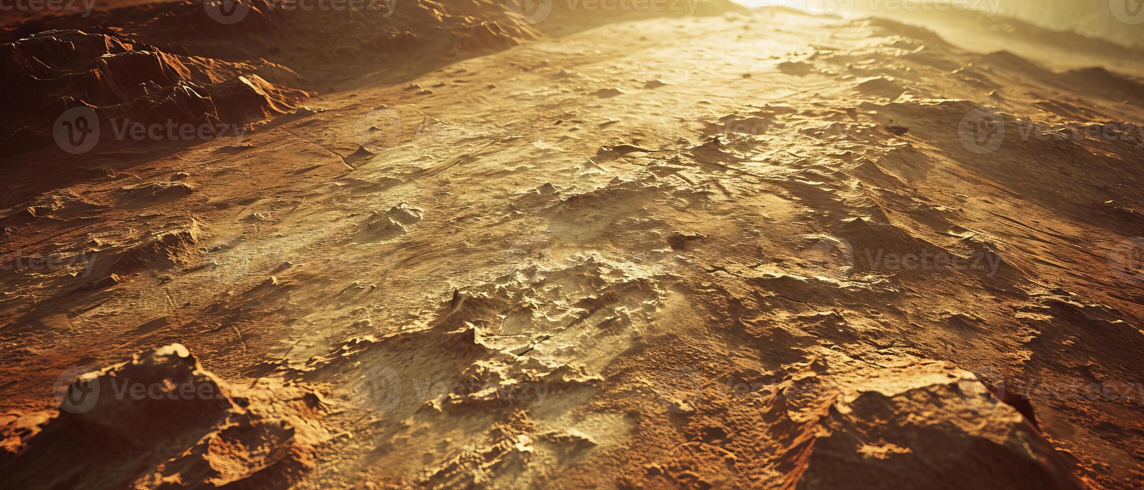 AI generated Close-up of planet surface with detailed textures and sunlight photo