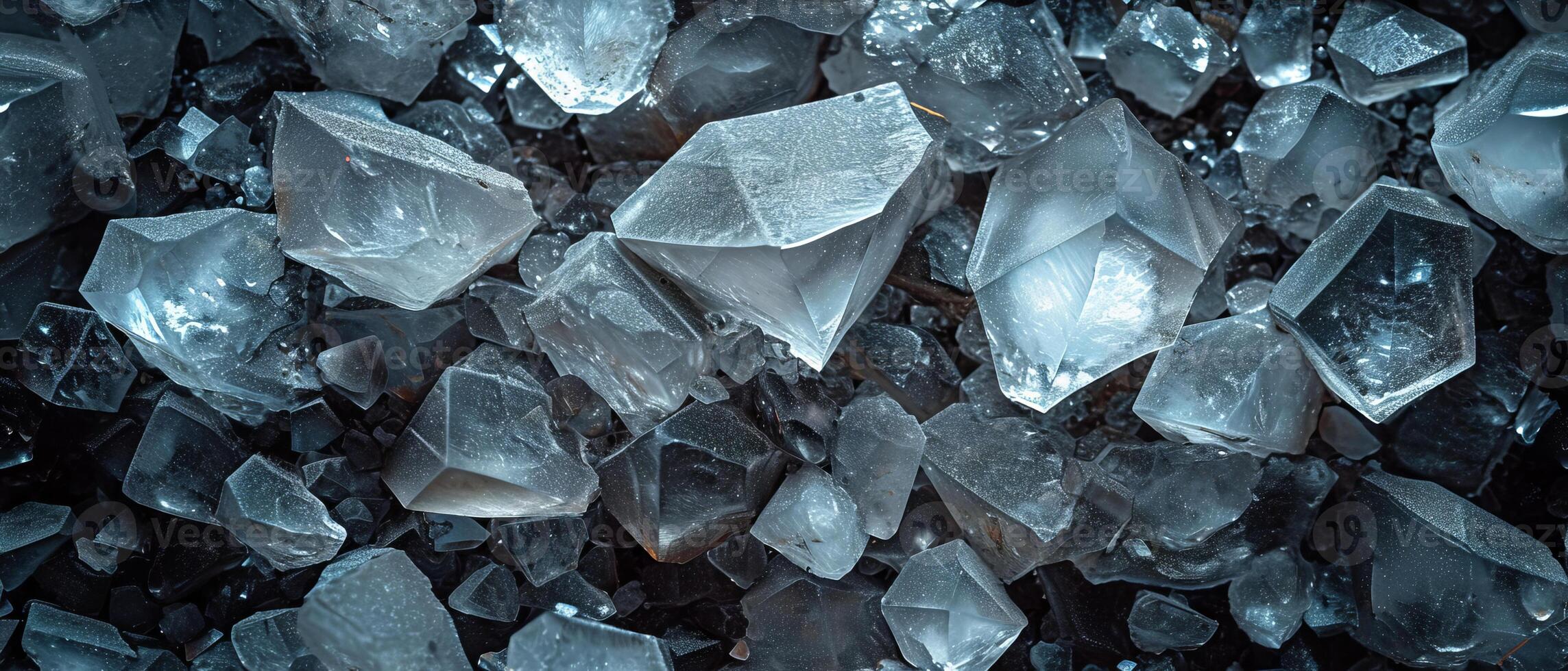 AI generated A close-up view of glass-like minerals, resembling ice or quartz photo
