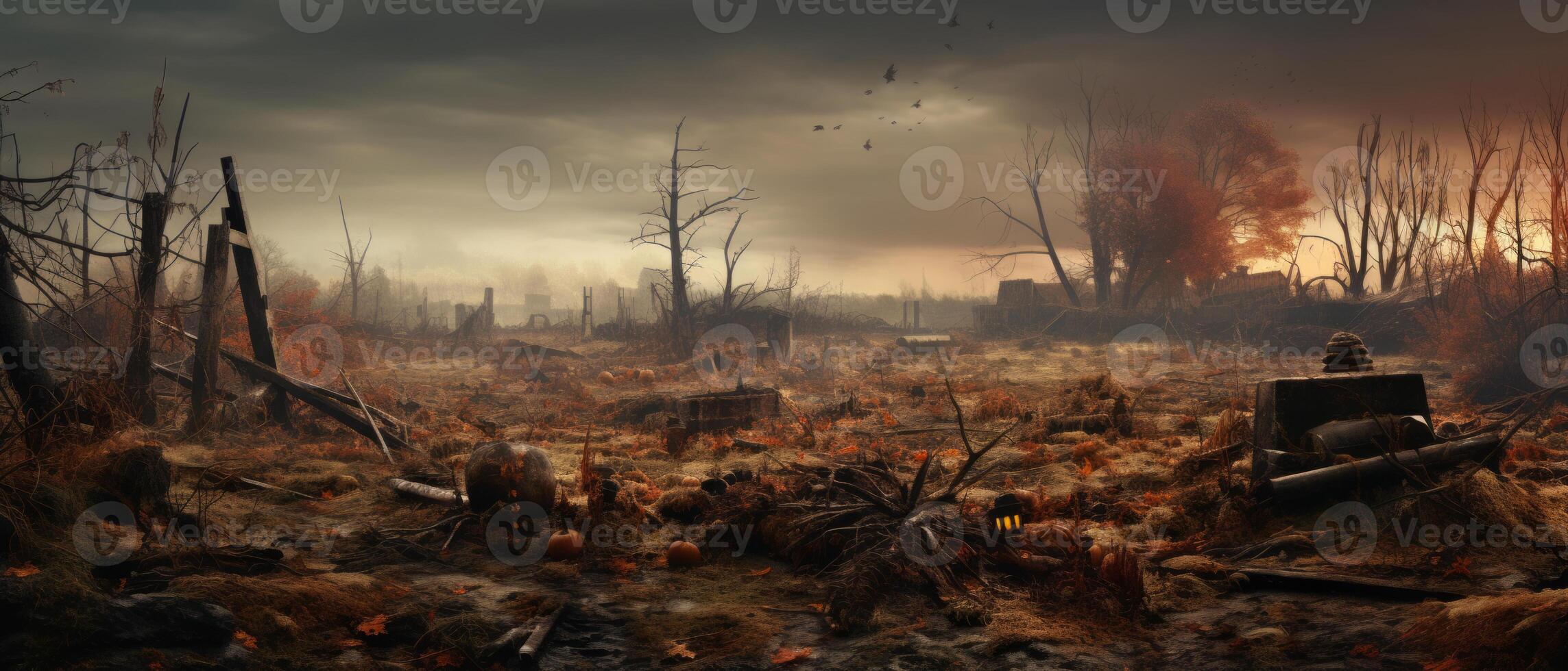 AI generated Post-Apocalyptic Autumn Landscape photo