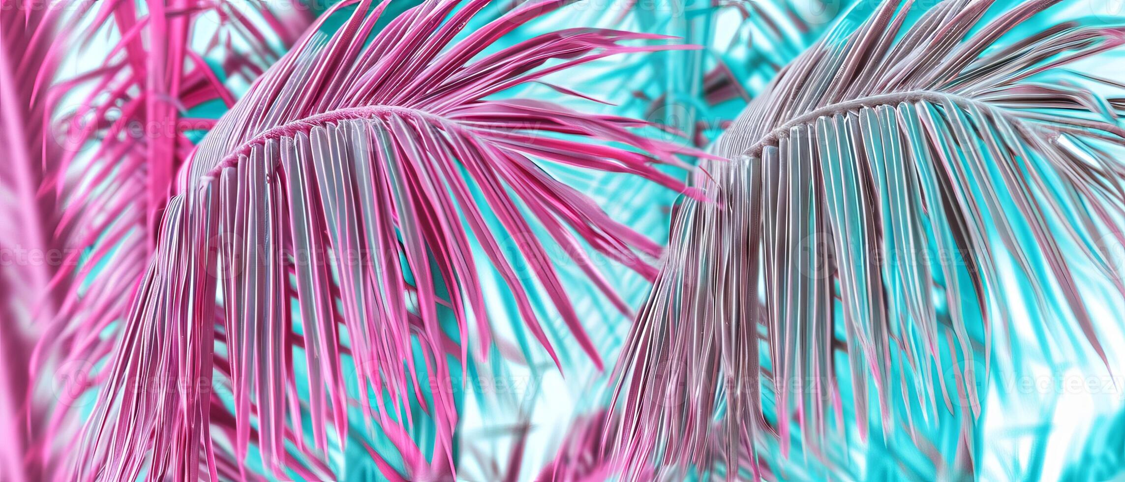 AI generated Close-up of Pink and Blue Palm Tree photo