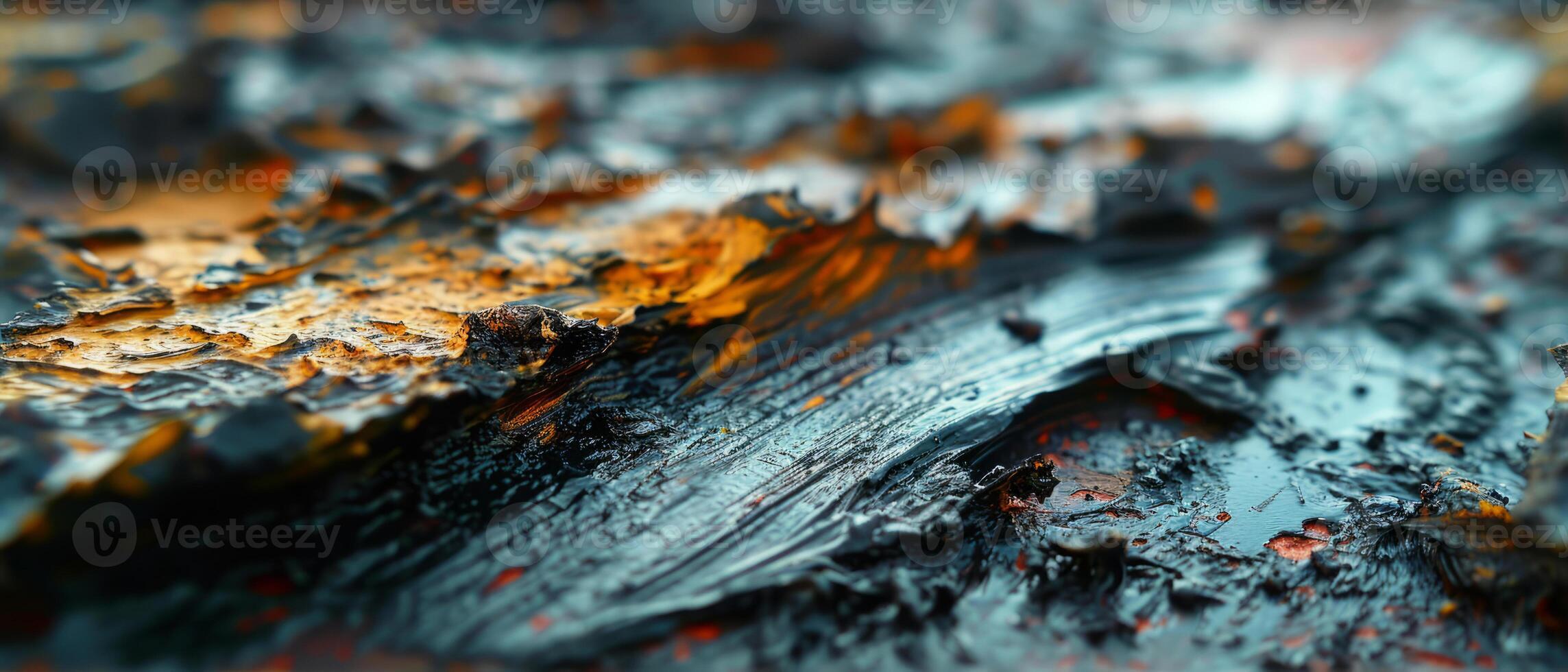 AI generated A detailed close-up of a textured brush stroke with a vivid black and acid hue photo
