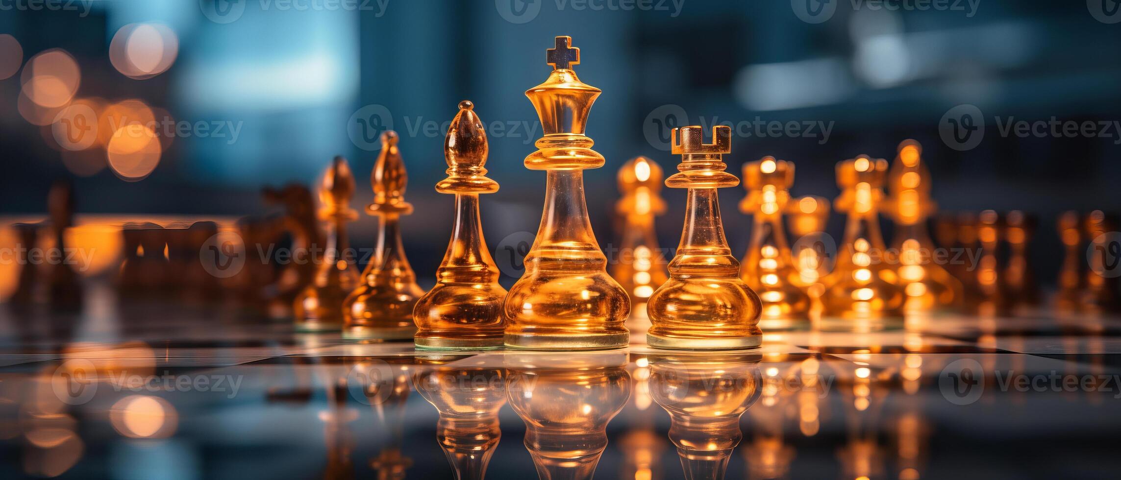 AI generated King Chess Piece Focus with Blurred Background photo