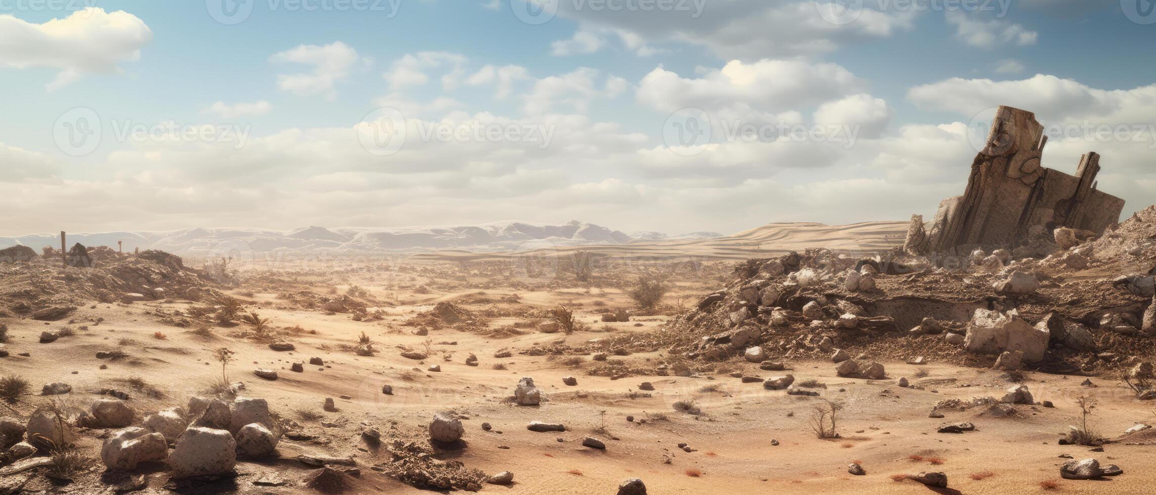 AI generated Deserted Wasteland at Daybreak photo