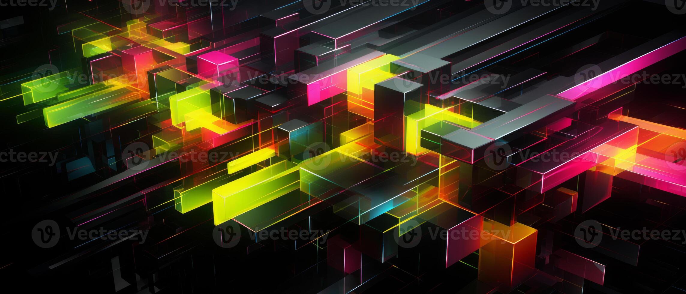 AI generated Dynamic Neon Geometric Shapes photo
