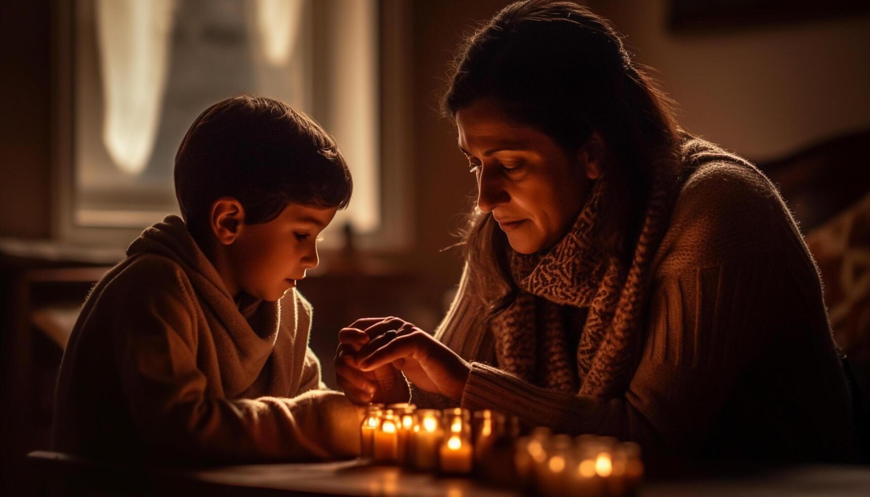 AI generated Family bonding and love, a mother and son enjoying indoors generated by AI photo