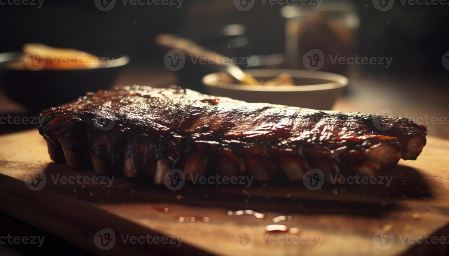 AI generated Grilled steak, beef fillet, cooked to perfection on barbecue grill generated by AI photo