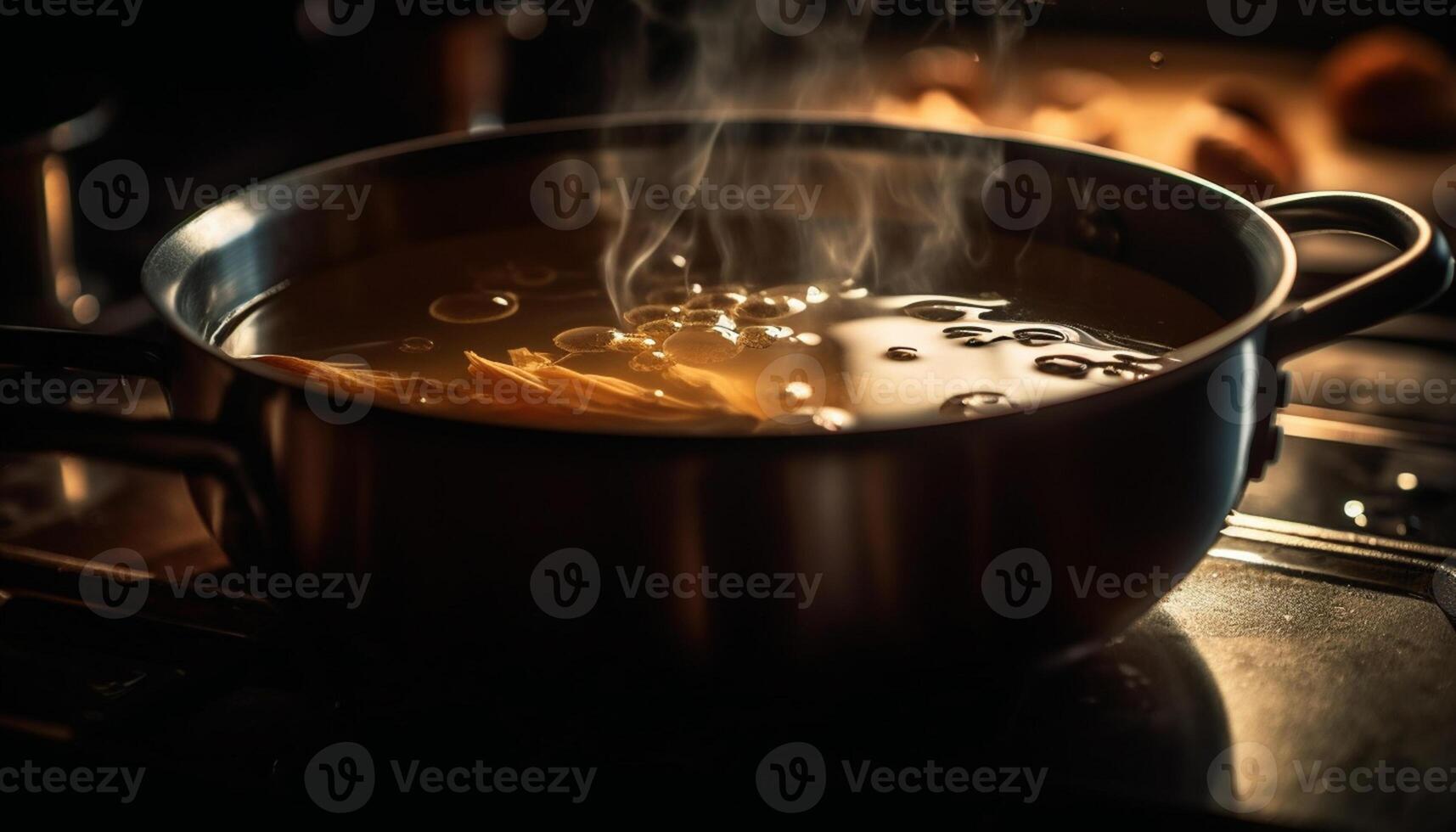 AI generated Cooking food on a stove top creates a delicious, healthy meal generated by AI photo