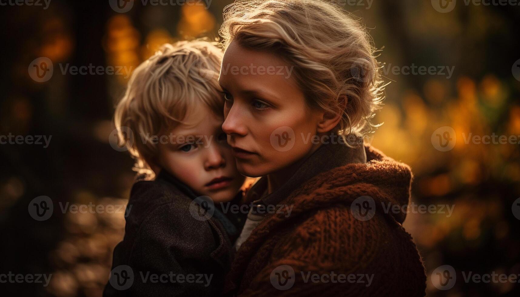 AI generated A loving family embraces nature, creating joyful childhood memories together generated by AI photo