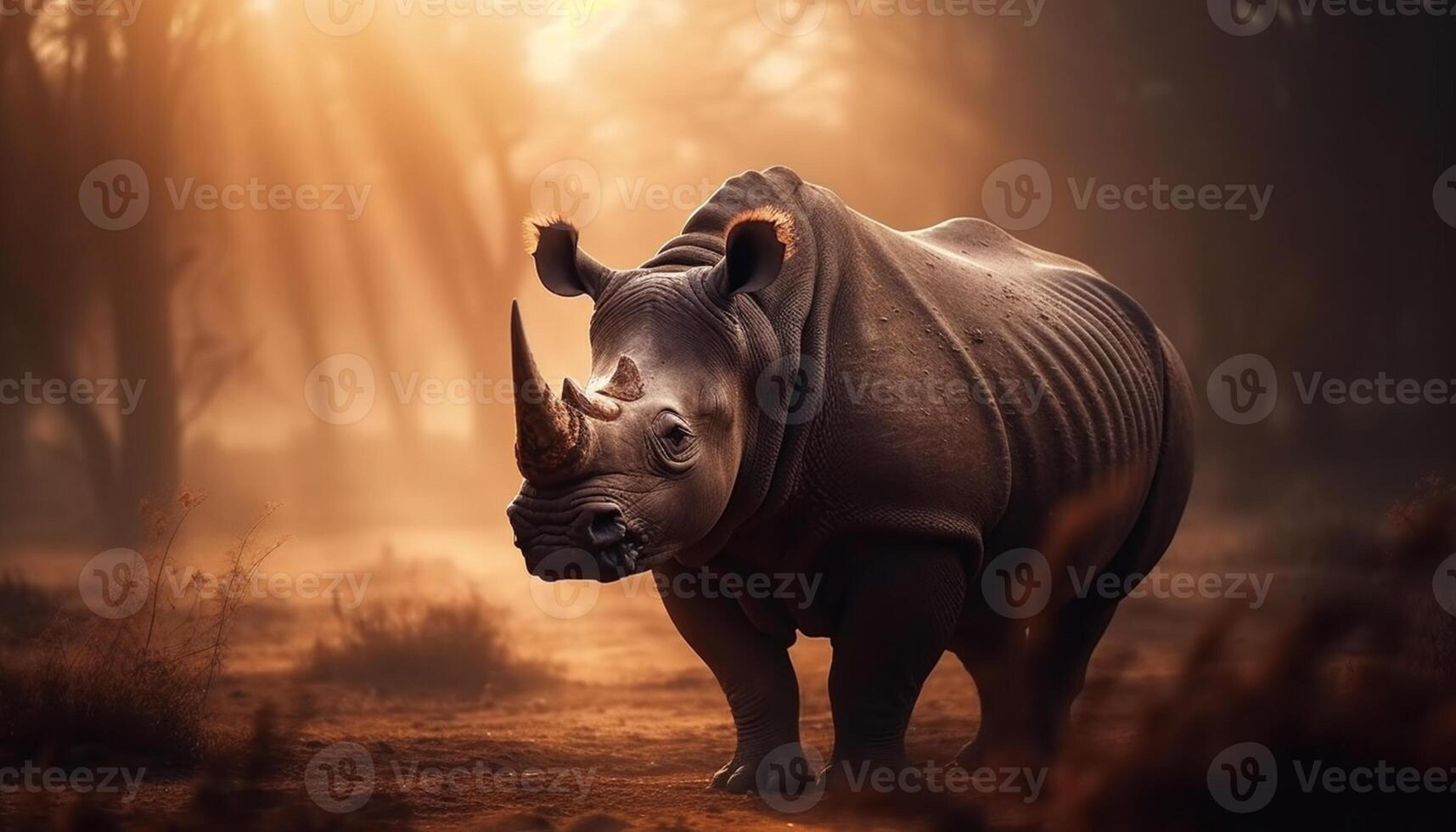 AI generated Large mammal grazing in the African wilderness at sunset generated by AI photo