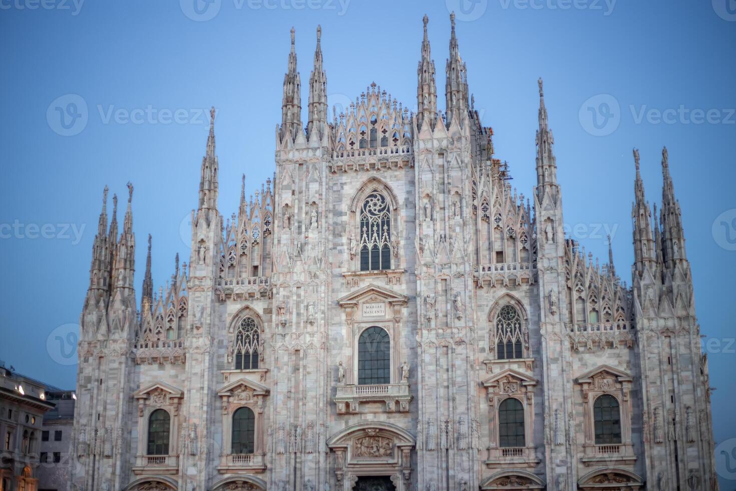 Duomo square in december, night view. Christmas holiday tree near the Duomo in Milan. Piazza del Duomo. photo