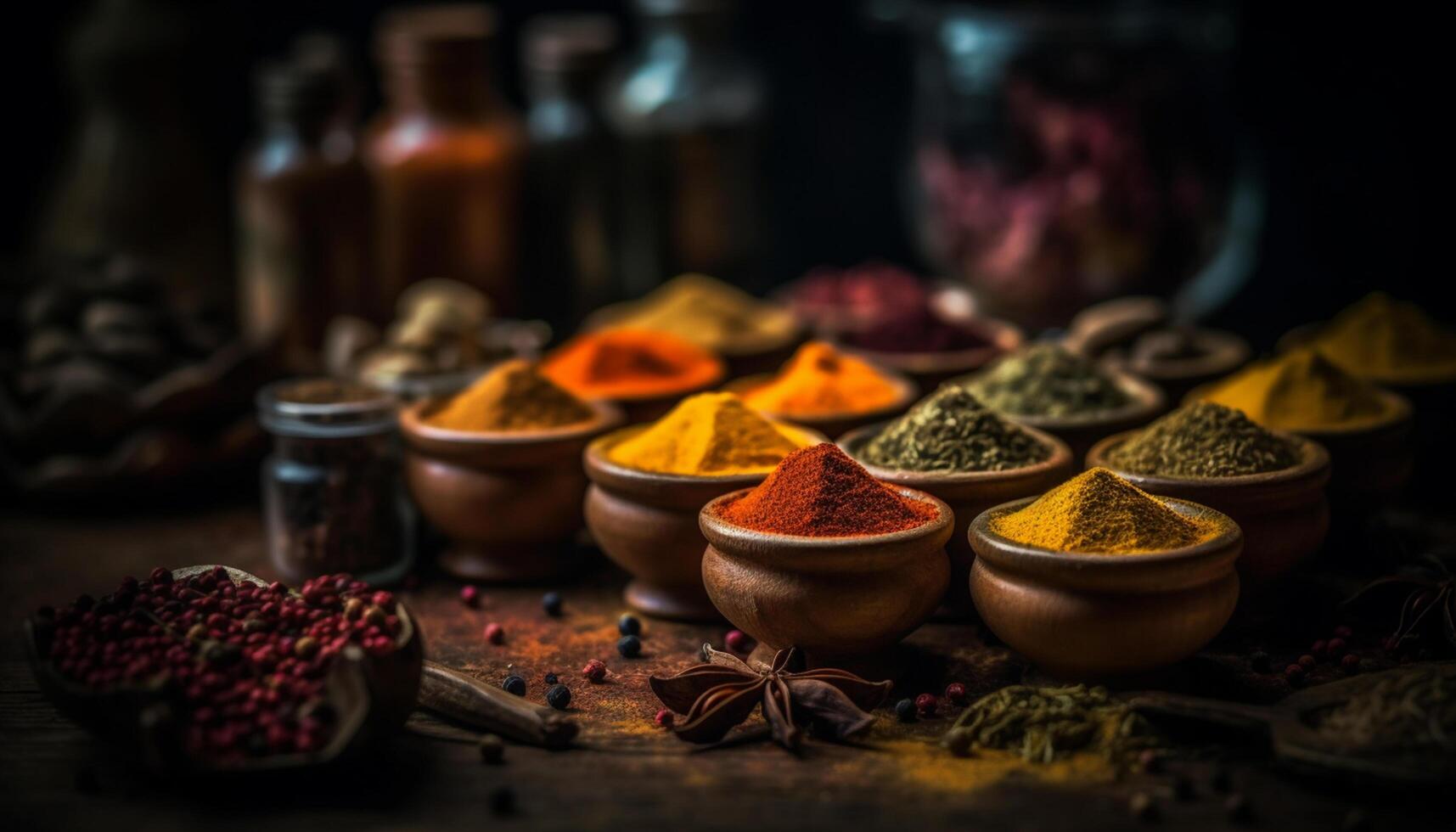 AI generated Spice up your cooking with multi colored chili pepper variations generated by AI photo