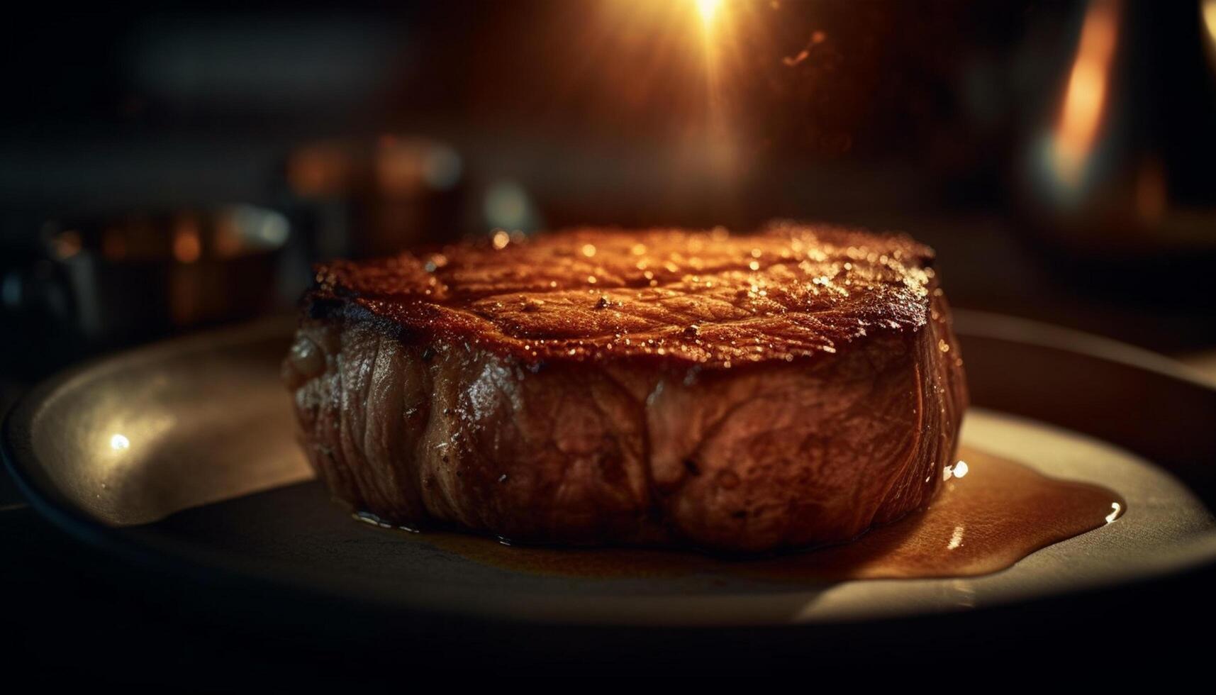 AI generated Grilled steak, gourmet meal, close up of beef, cooked to perfection generated by AI photo