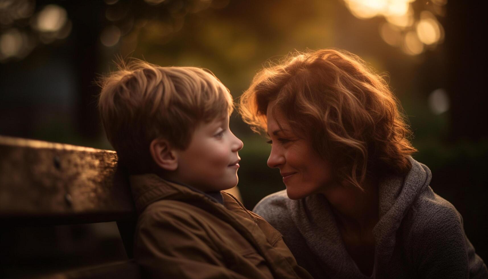 AI generated Smiling boys embrace, surrounded by nature, radiating love and happiness generated by AI photo