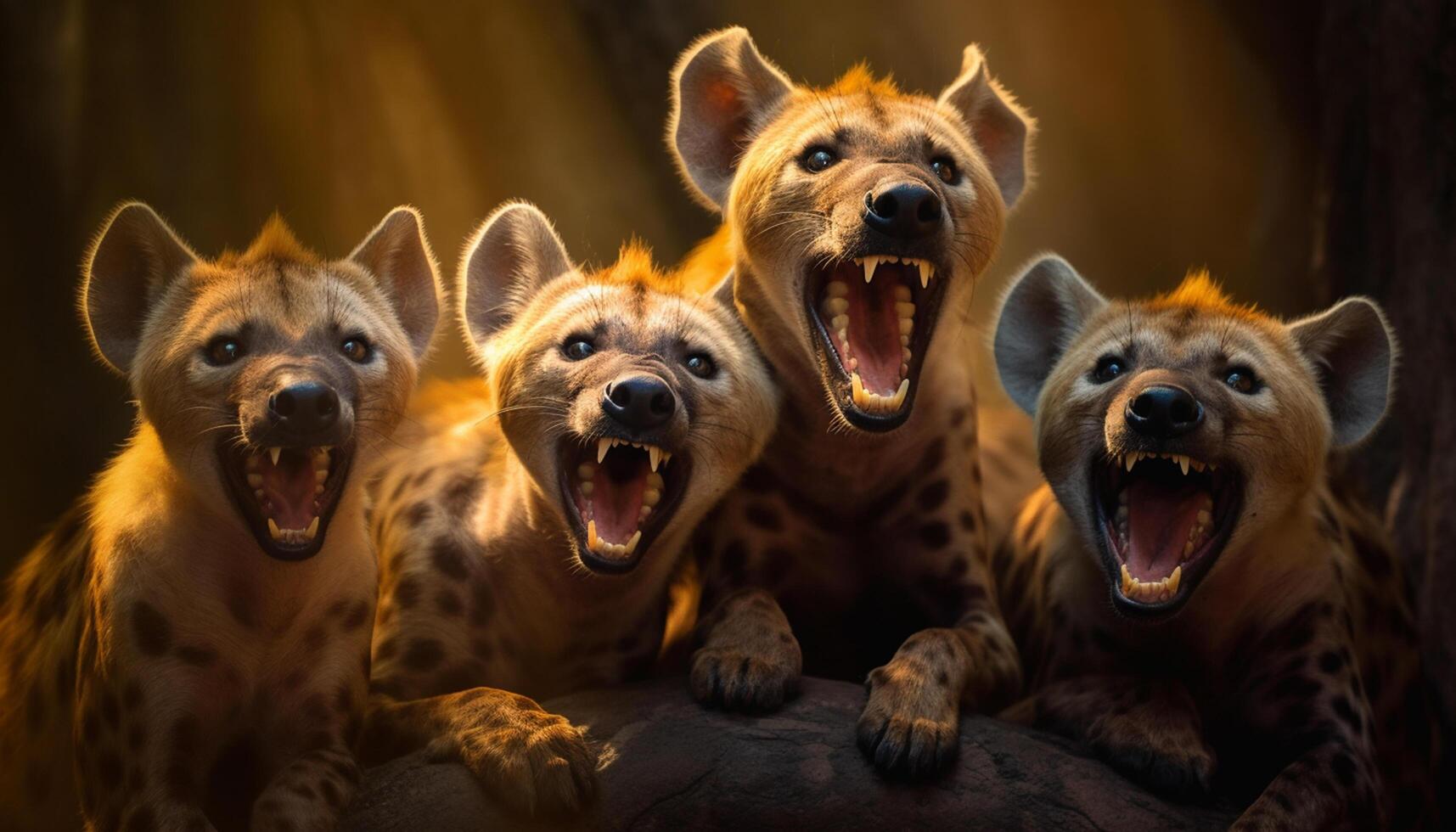 AI generated Cute dog yawning outdoors, mouth open, playful, small, smiling generated by AI photo