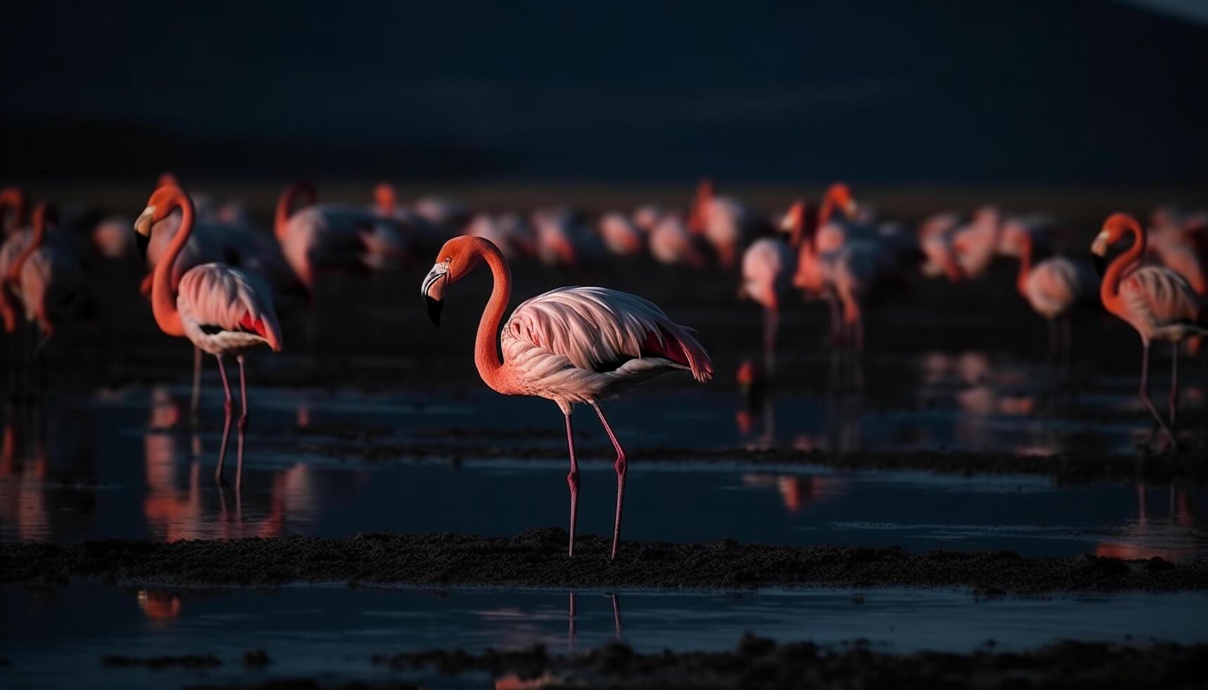AI generated Animals in the wild reflect beauty in nature tranquil scene generated by AI photo