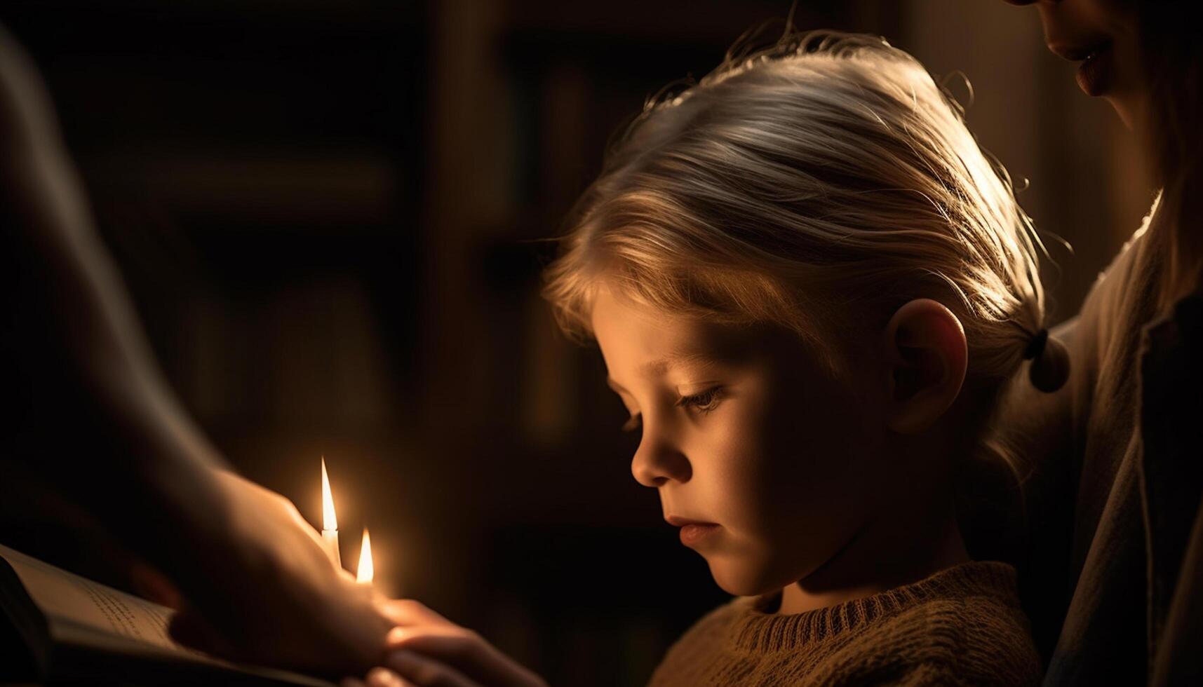 AI generated Cute children playing with candle, spreading joy and togetherness generated by AI photo